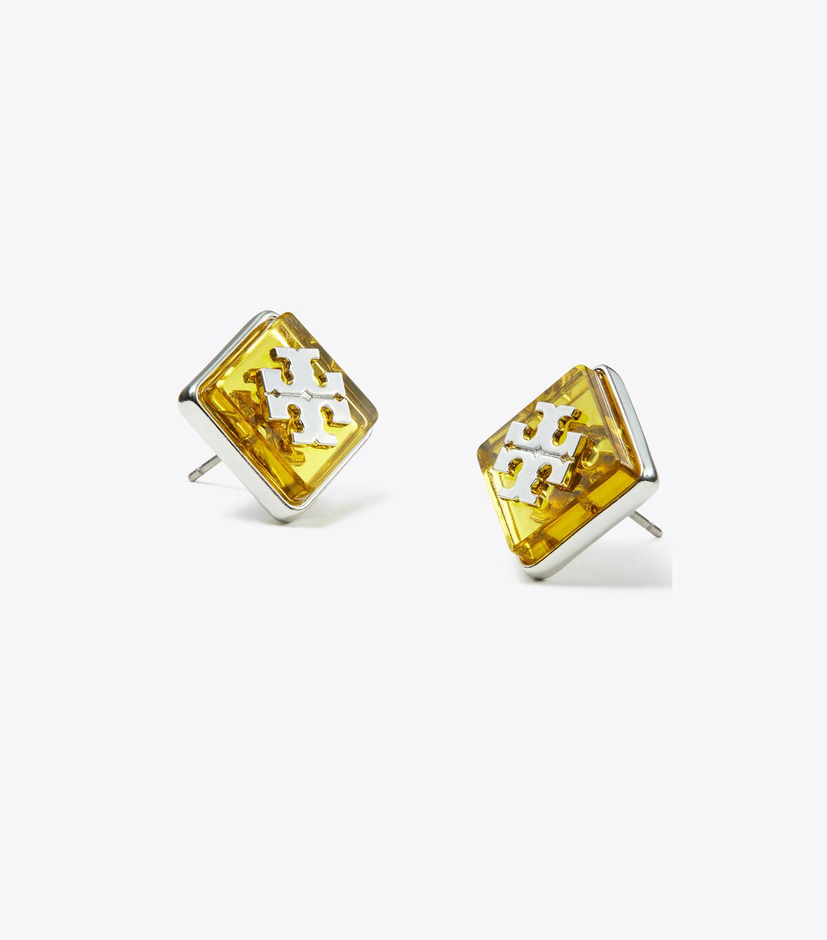 tory burch resin logo stud earring