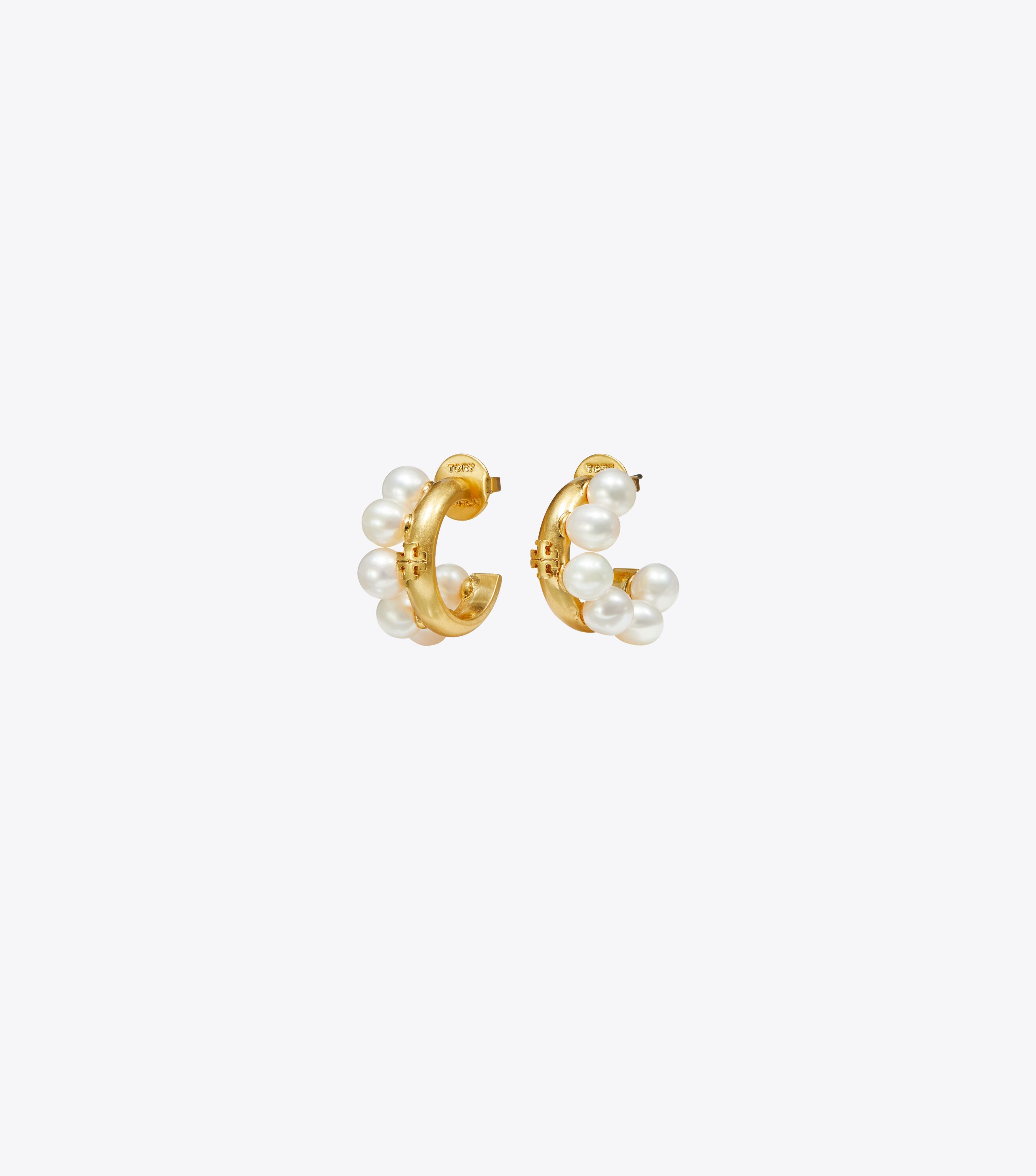 Tory burch top pearl hoop earrings