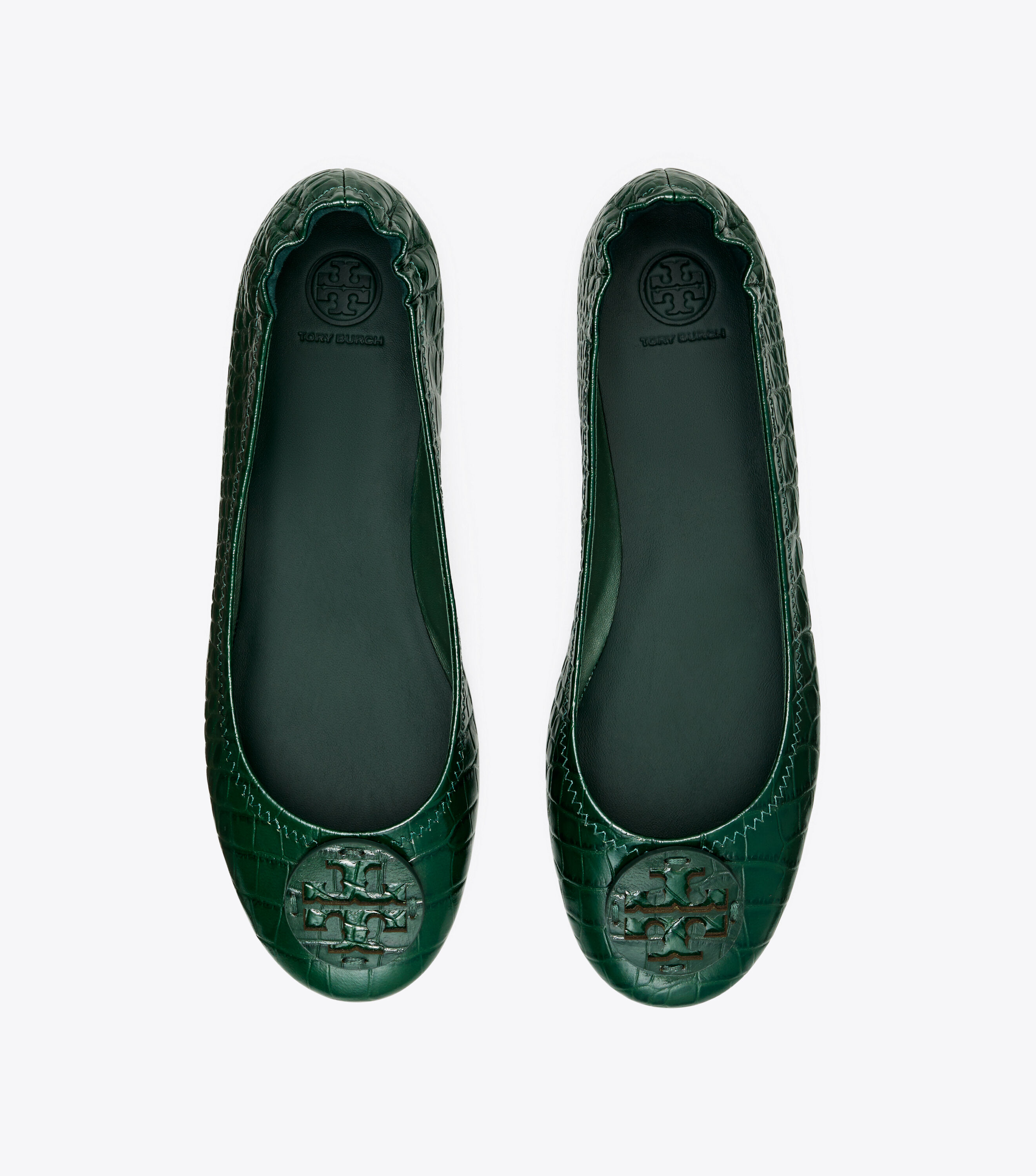 Tory burch minnie travel ballet store flat embossed leather