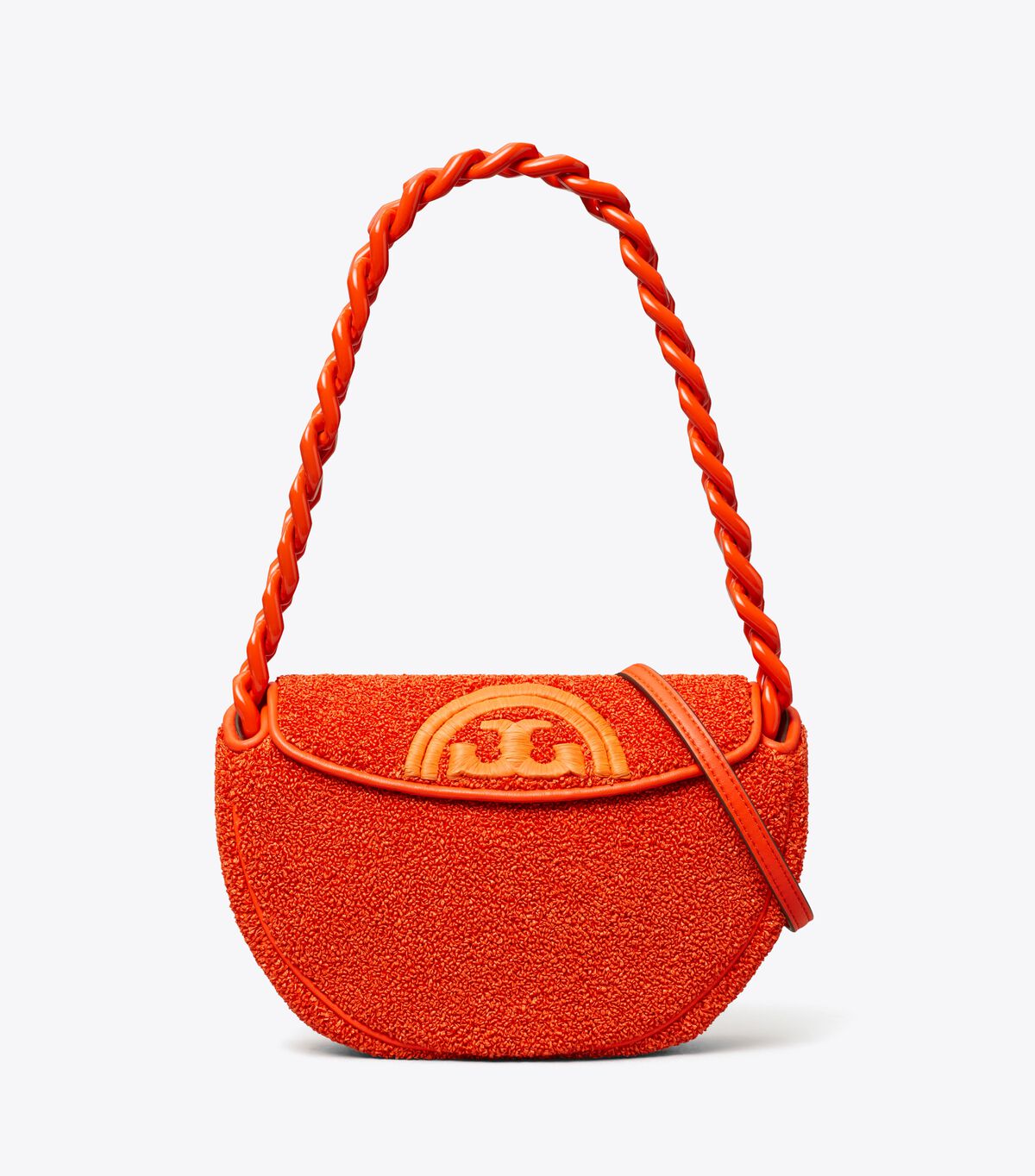 tory burch mini fleming soft raffia crescent