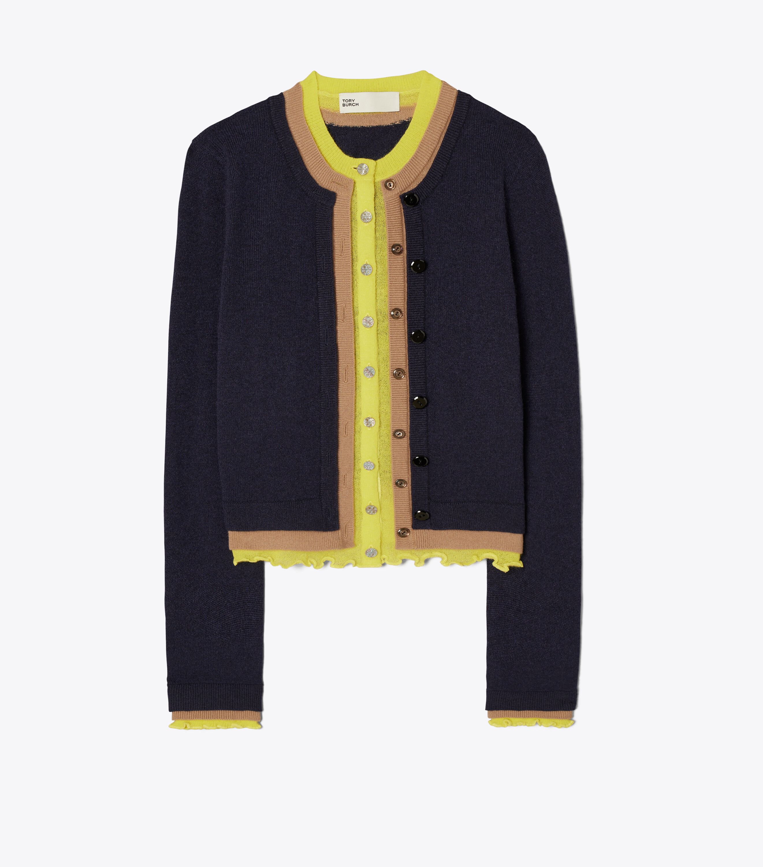 完璧 Medium Cardigan, Cashmere Layer Triple Navy Citrus Summer / トップス