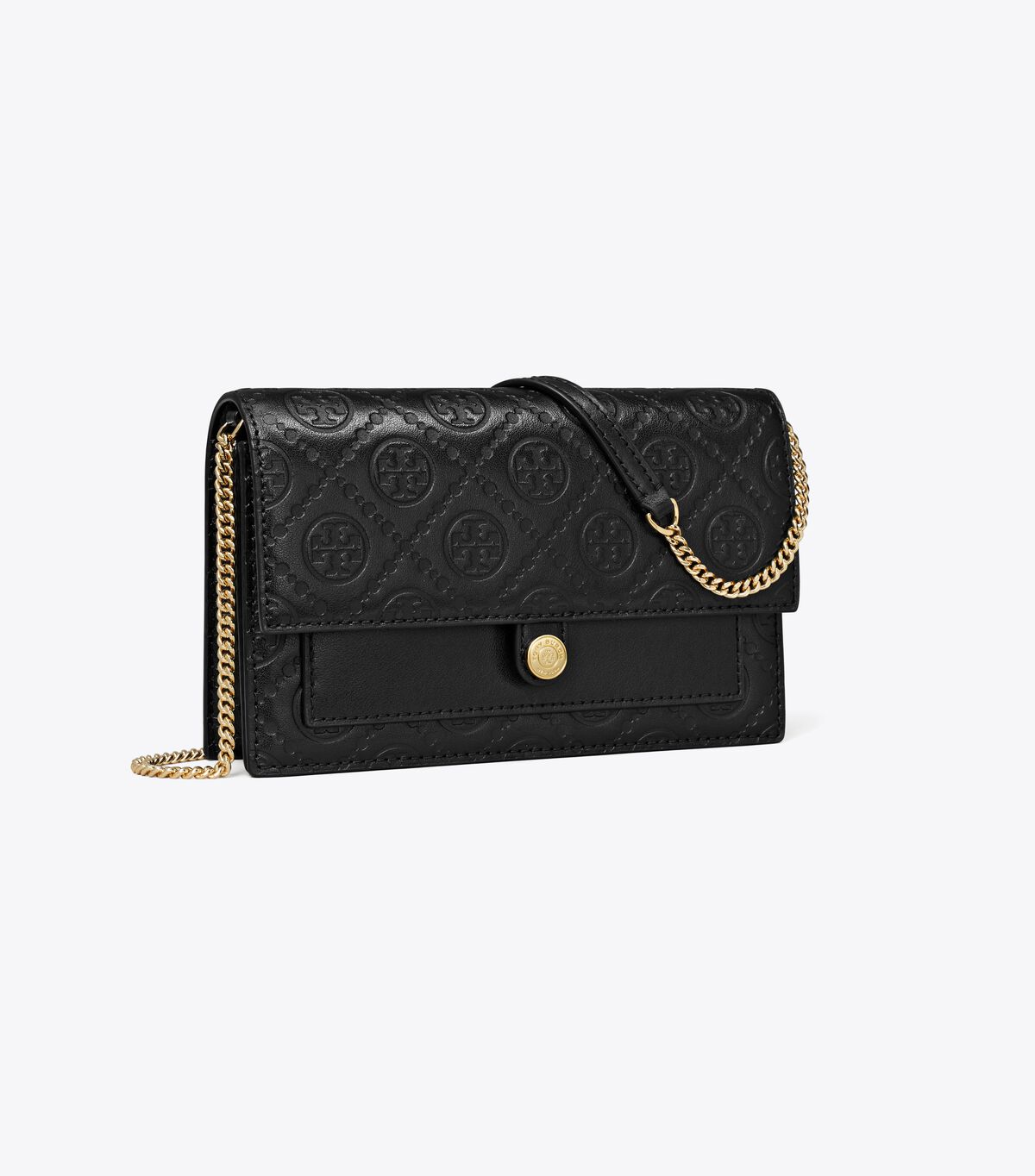 tory burch t monogram leather chain wallet