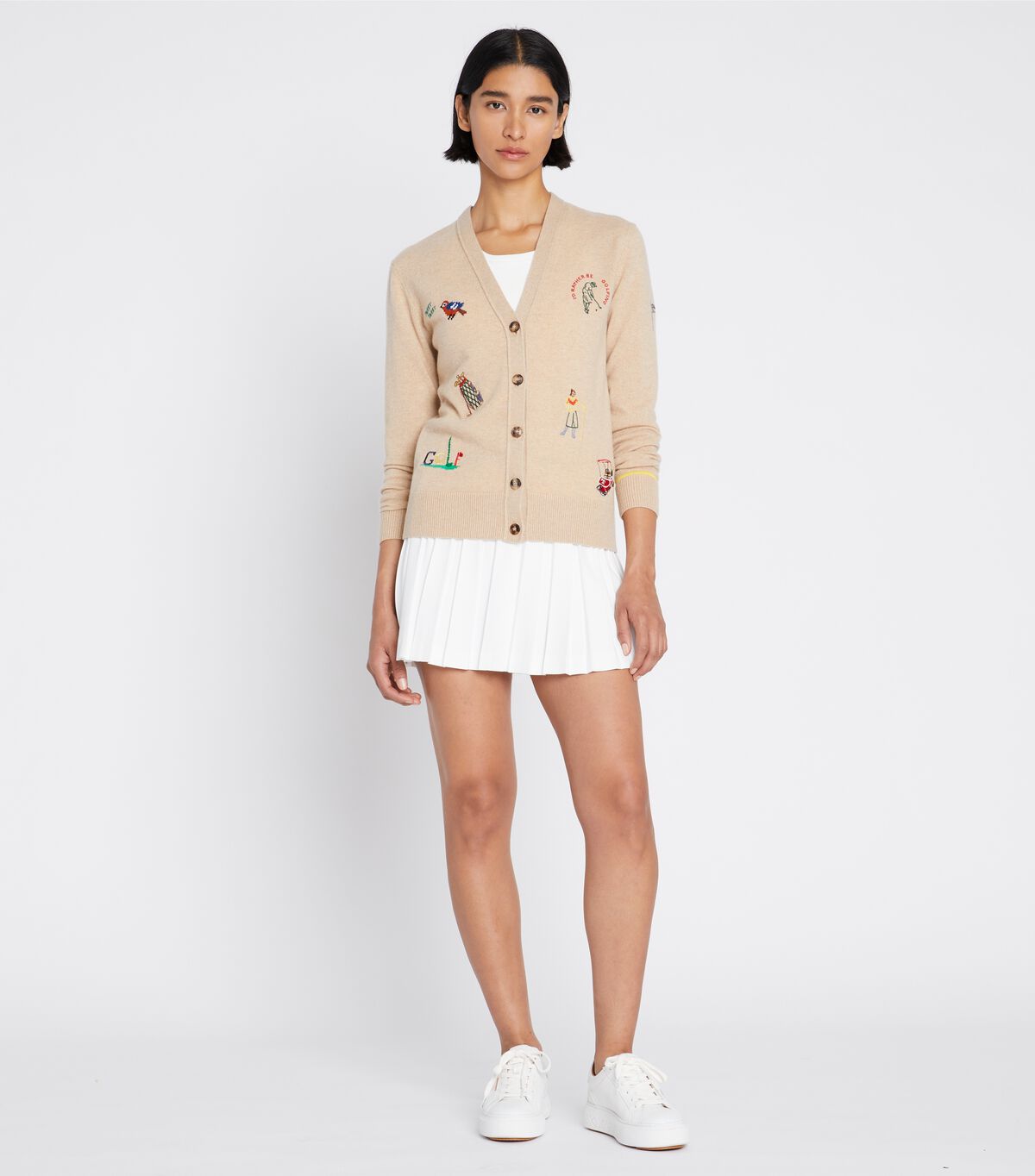 Cashmere Embroidered Golf Cardigan