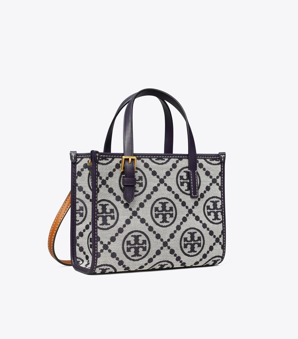 Mini T Monogram Square Tote, Tory Navy | Tory Burch KW display picture 1