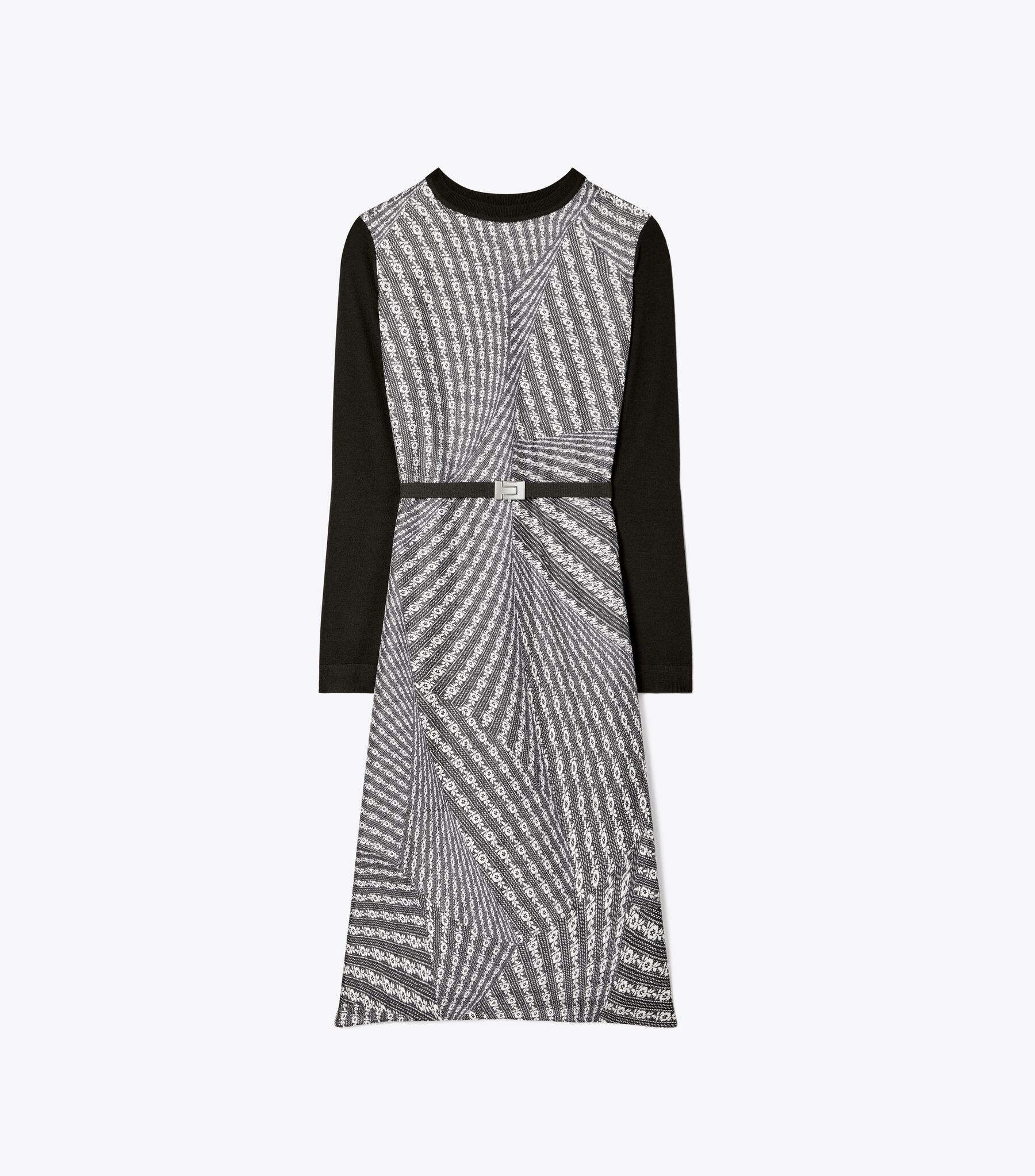 tory burch greer dress Silk-Front Sweater Dress, Black / Black Warped Lace adjustability:Fixed