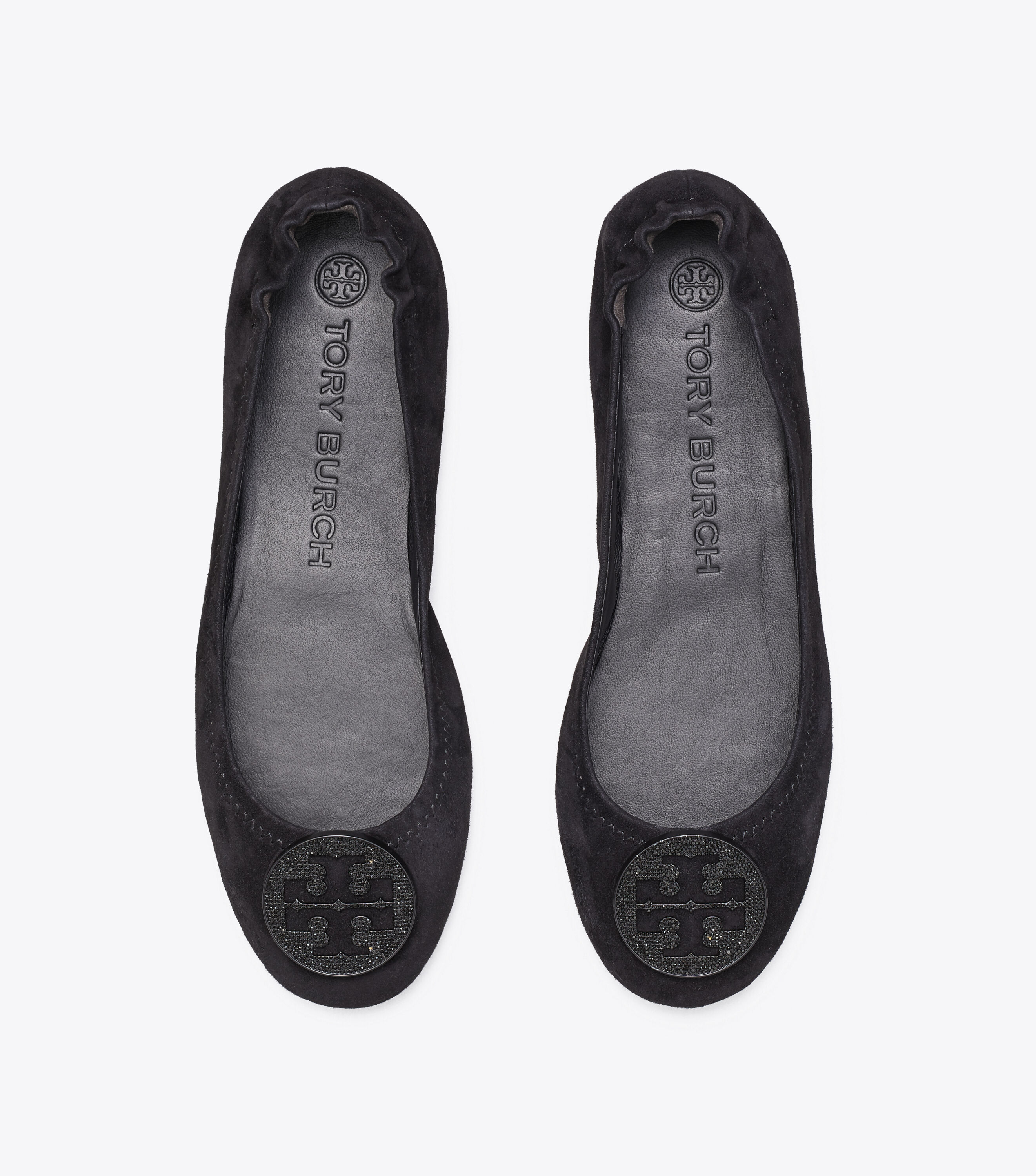Tory burch black suede flats on sale
