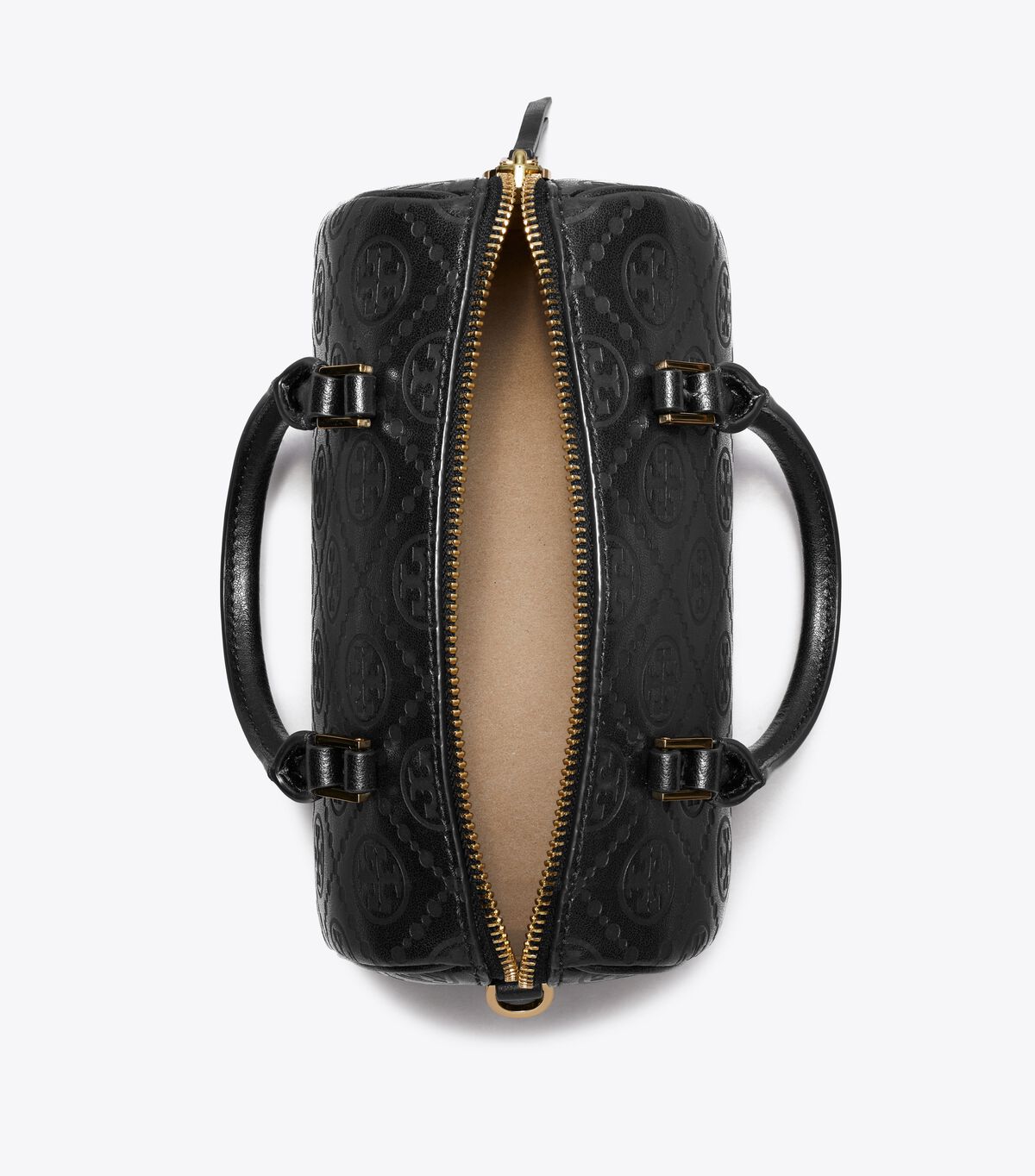 tory burch t monogram leather petite barrel bag