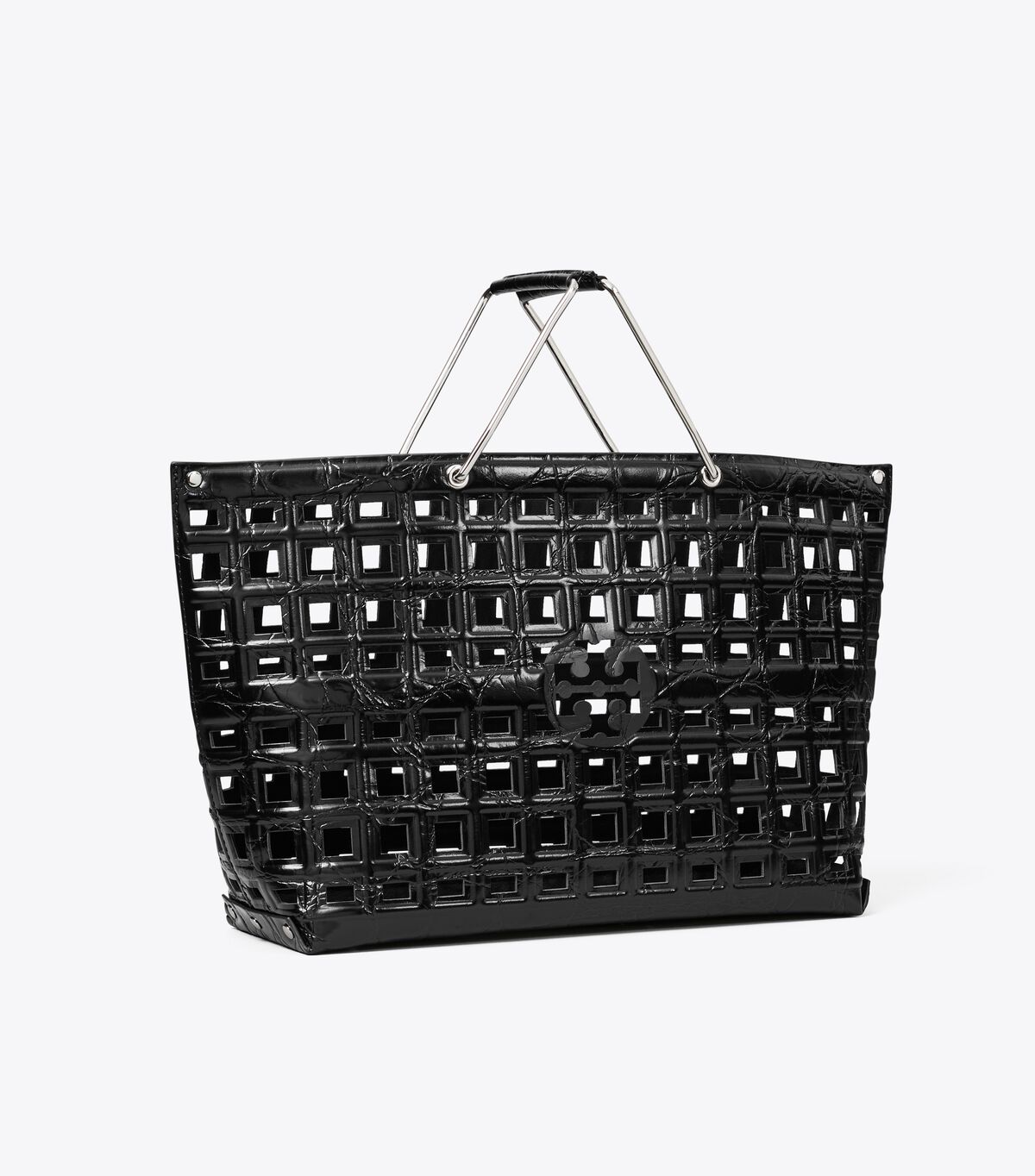 tory burch ella croc embossed market tote