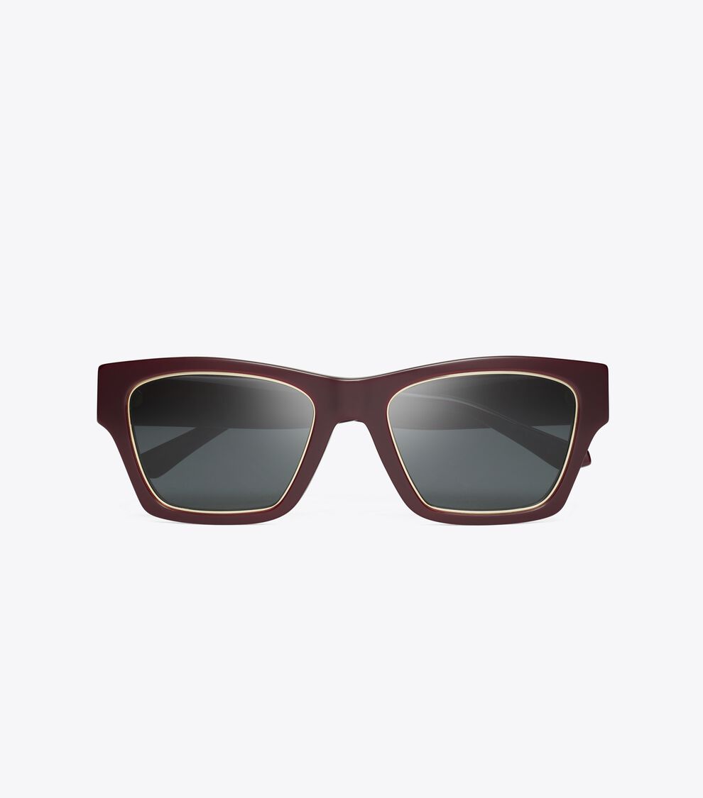 Trace Sunglasses, Oxblood/Solid Grey | Tory Burch KW display picture 3