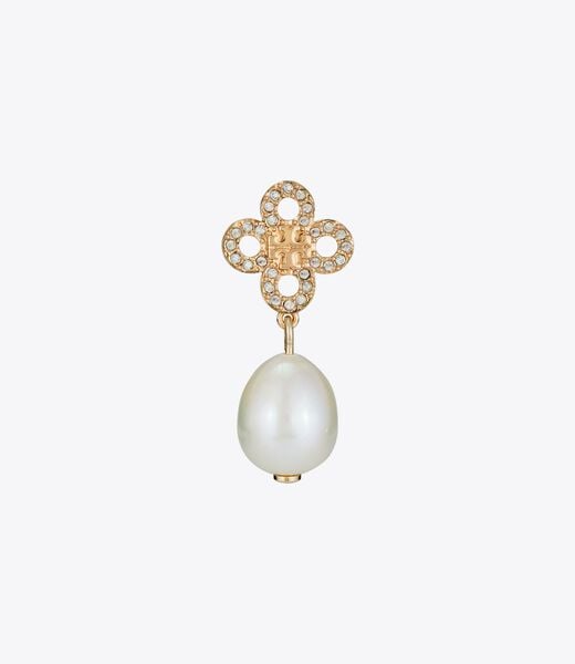 tory burch kira clover pearl drop earring