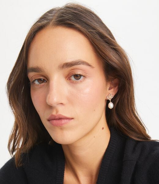 tory burch kira clover pearl drop earring