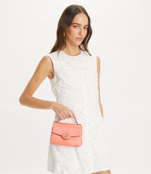 tory burch small robinson crosshatched top handle bag