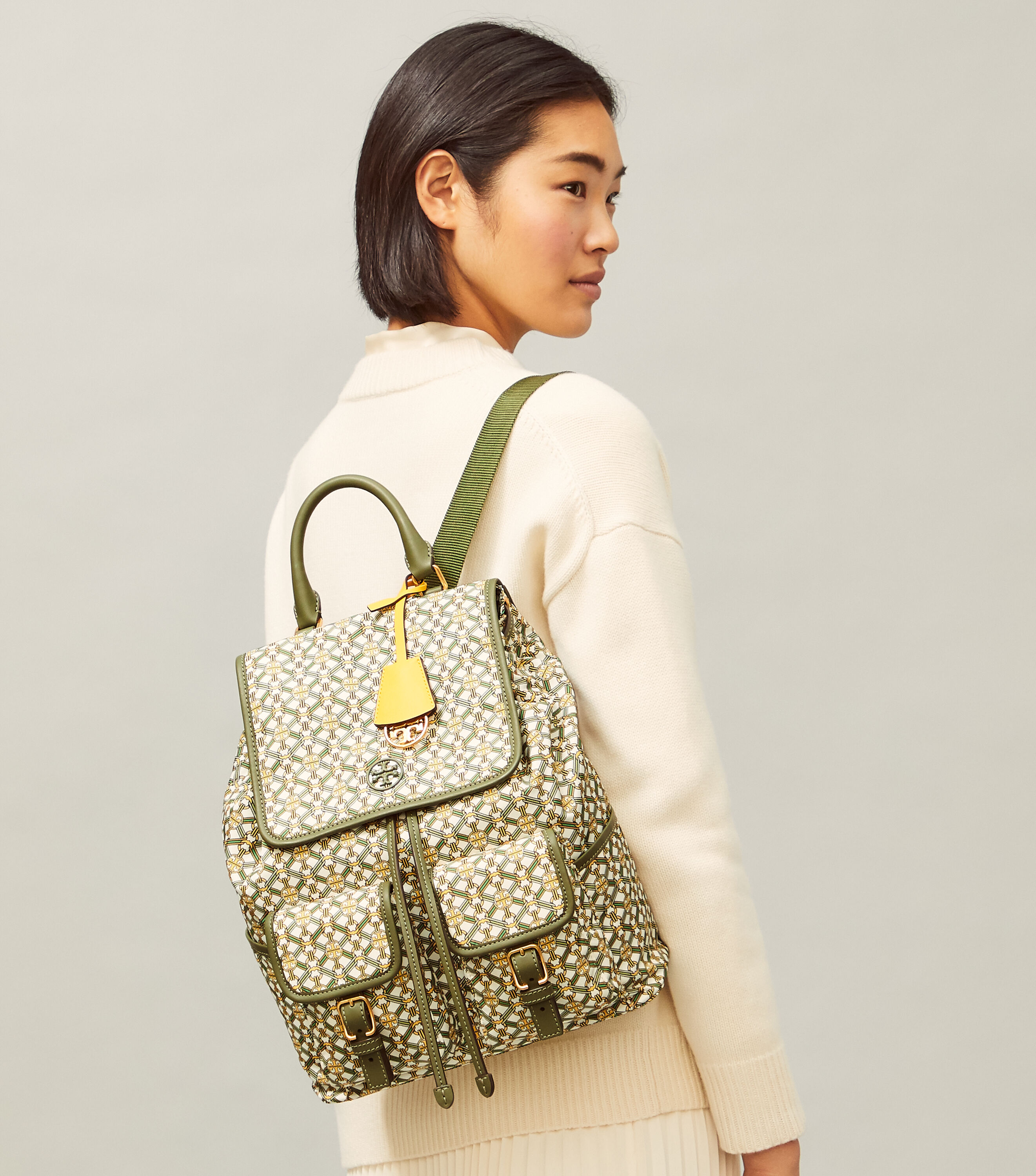 Piper Printed Flap Backpack Tory Burch KWT Navigation Tory Burch