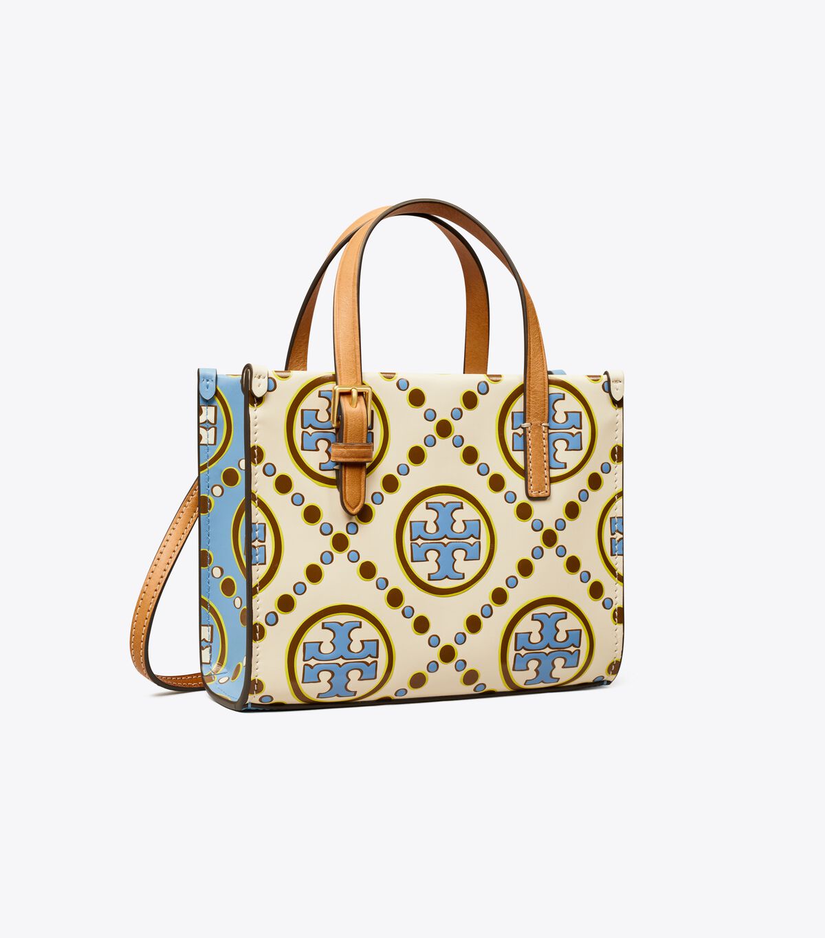 Mini T Monogram Contrast Embossed Square Tote