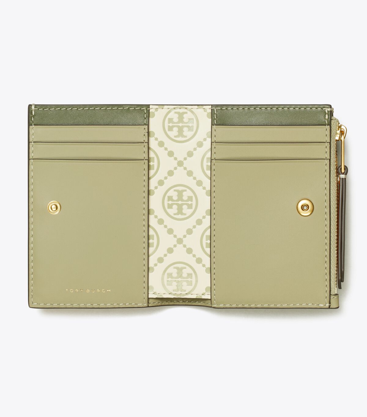 tory burch t monogram contrast embossed bi fold wallet