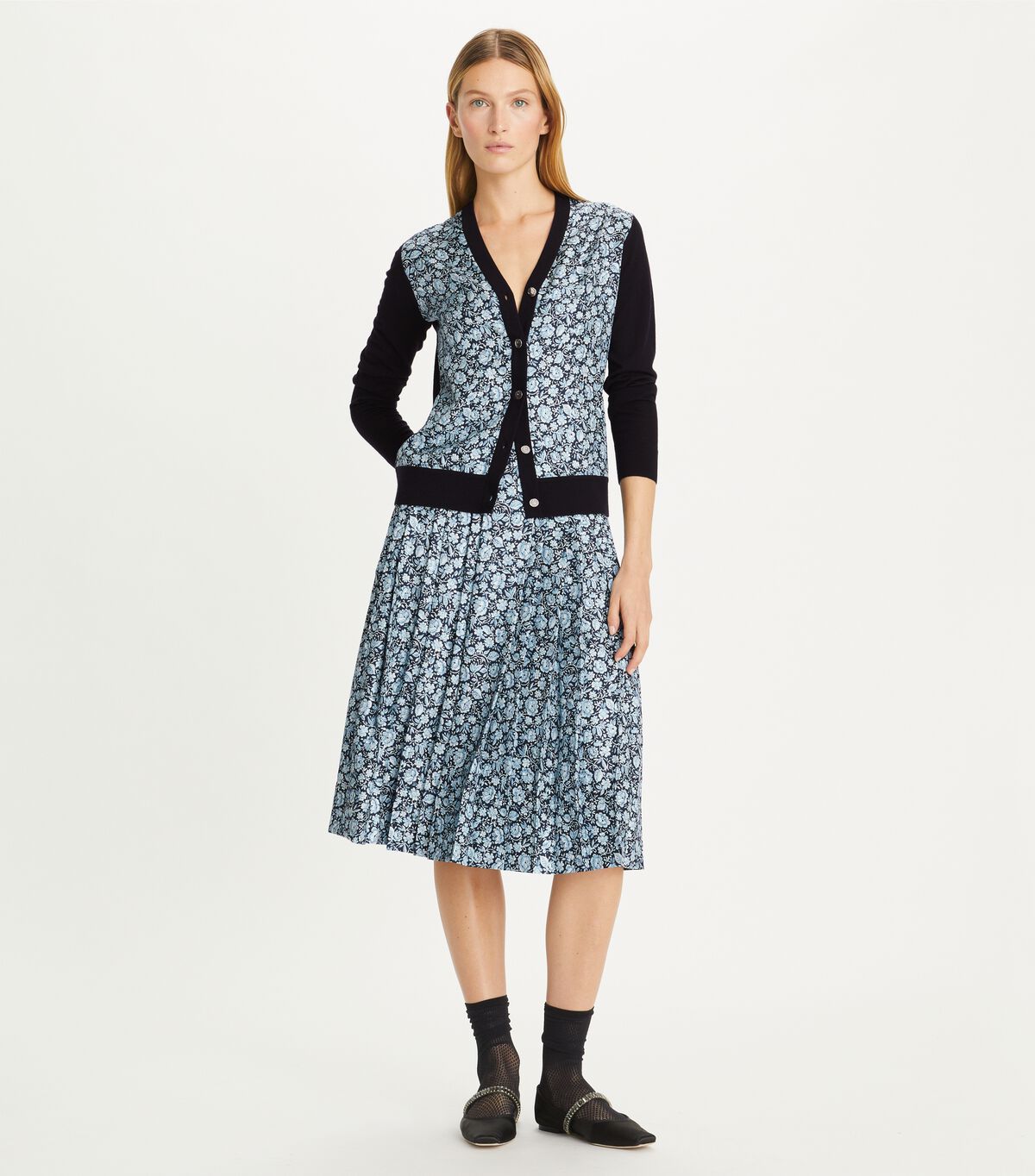tory burch pleated silk skirt