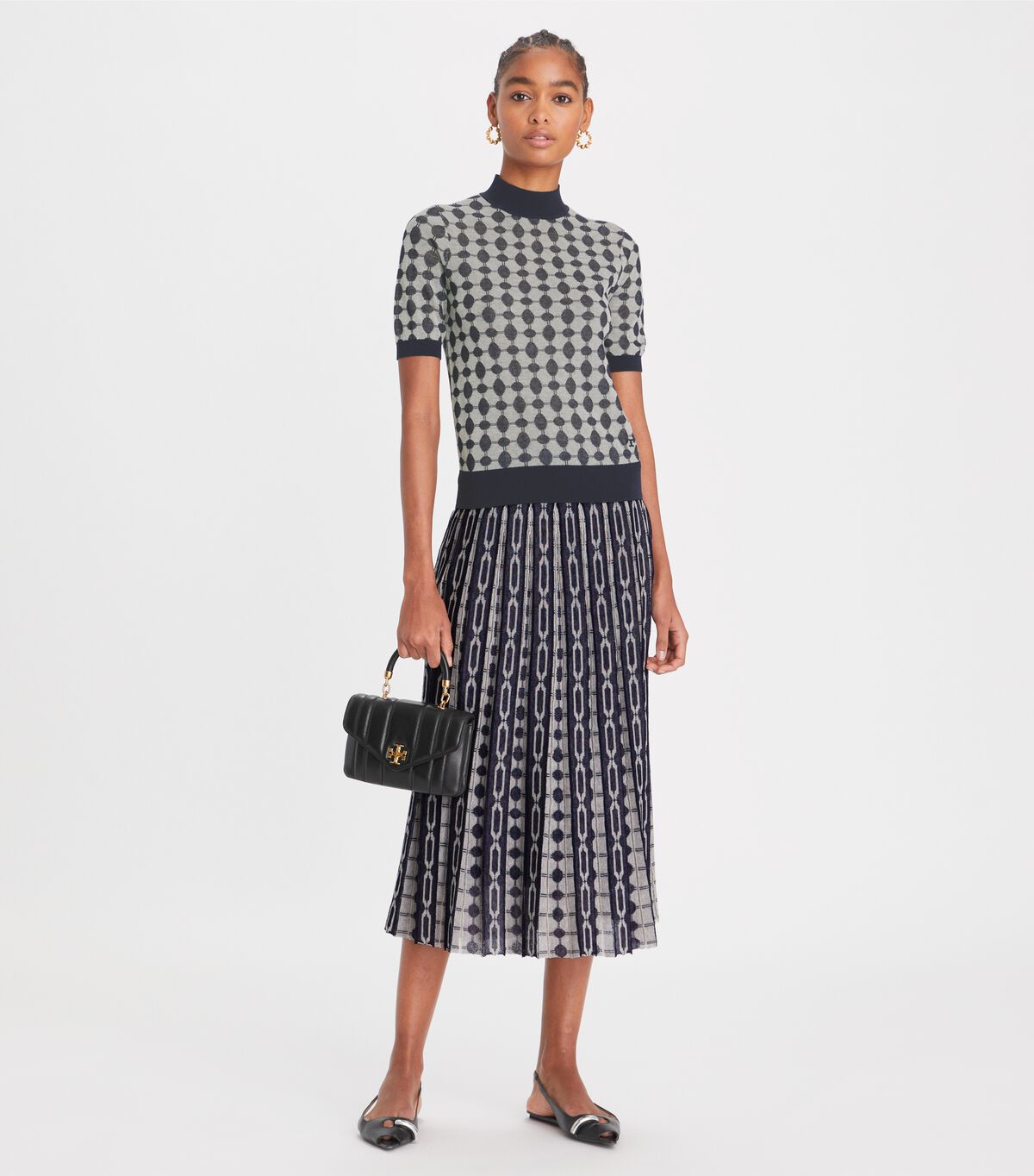 tory burch knit jacquard skirt