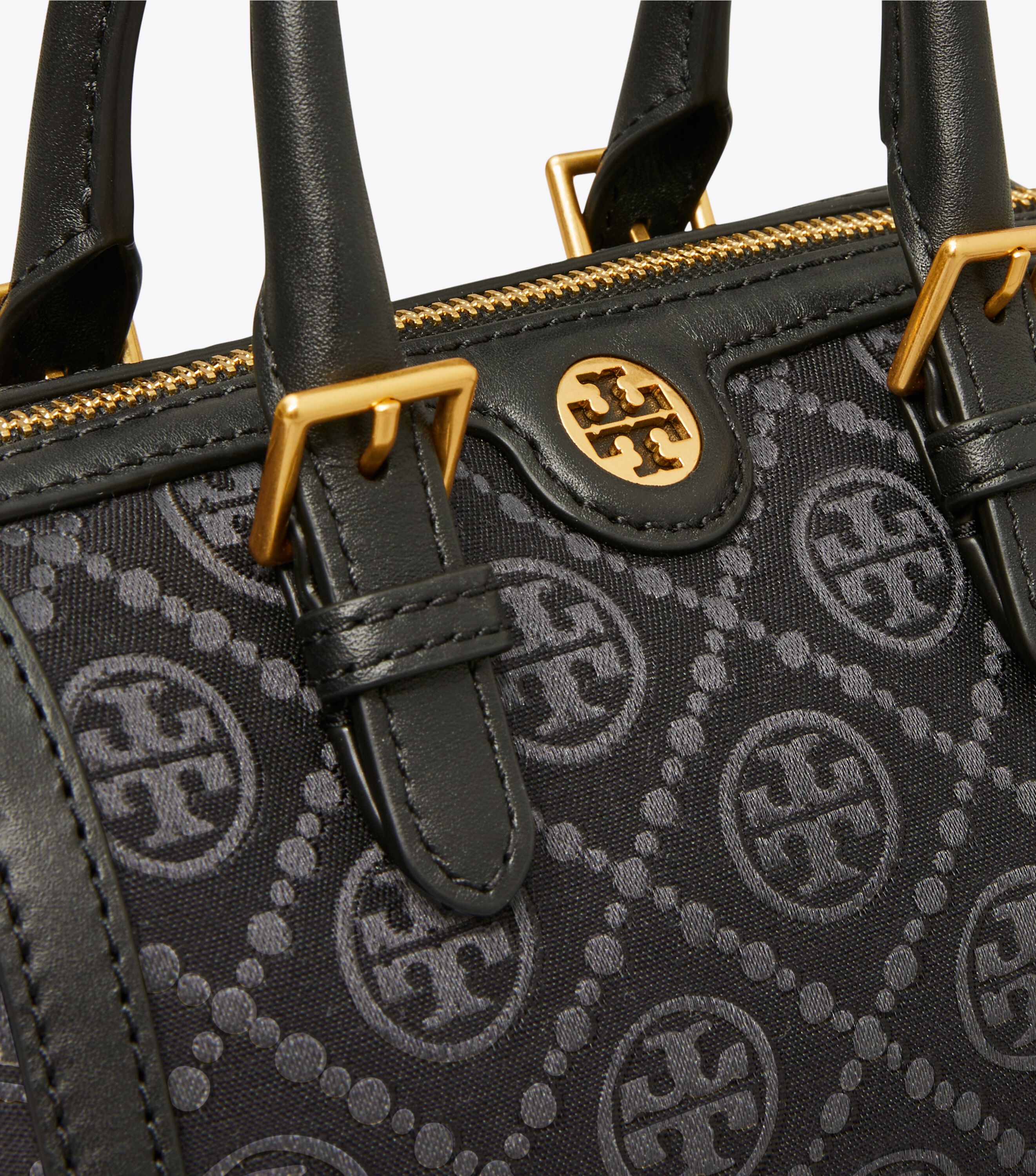 Petite T Monogram Barrel Bag, Black | Tory Burch KW