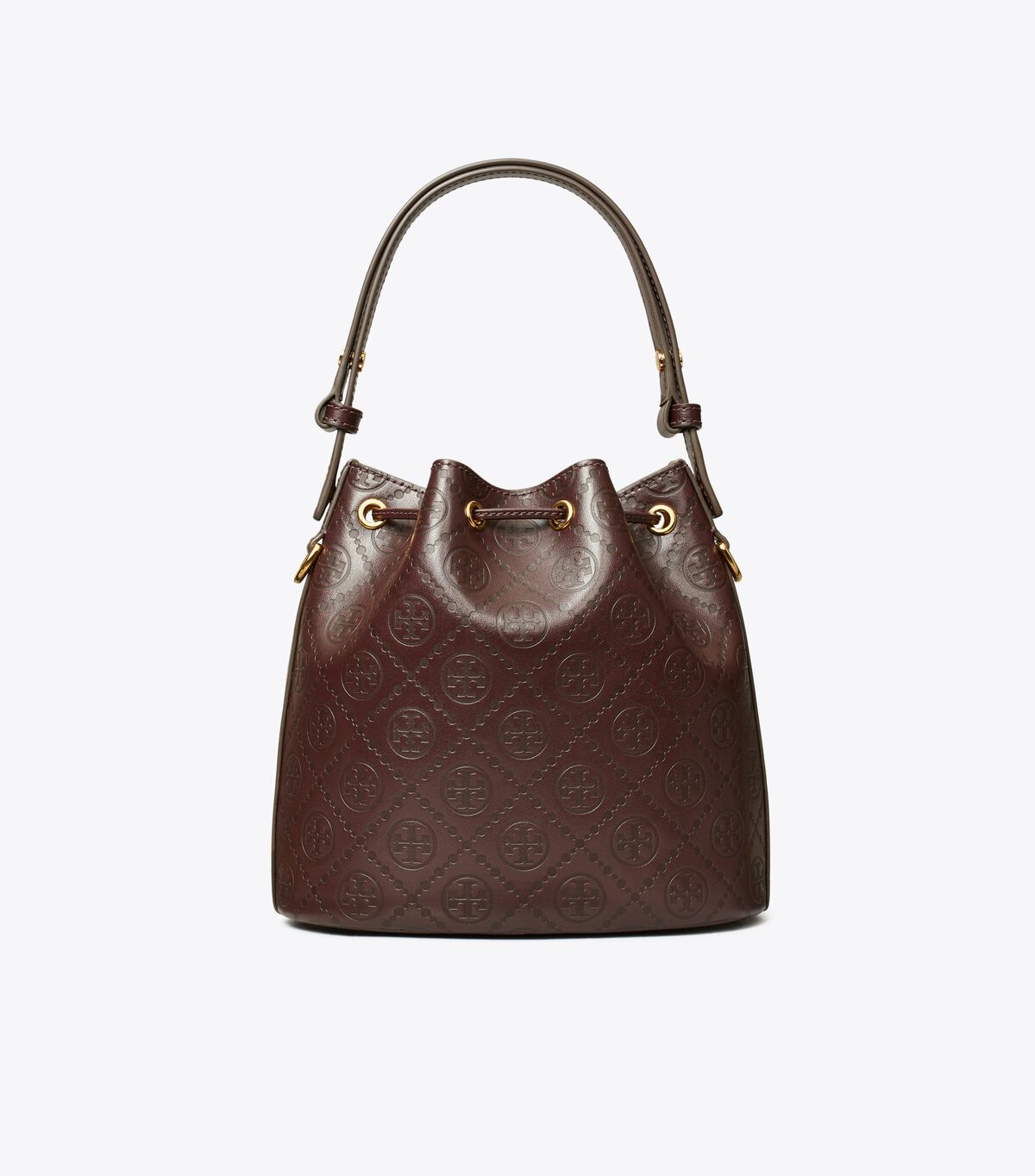 tory burch t monogram leather bucket bag