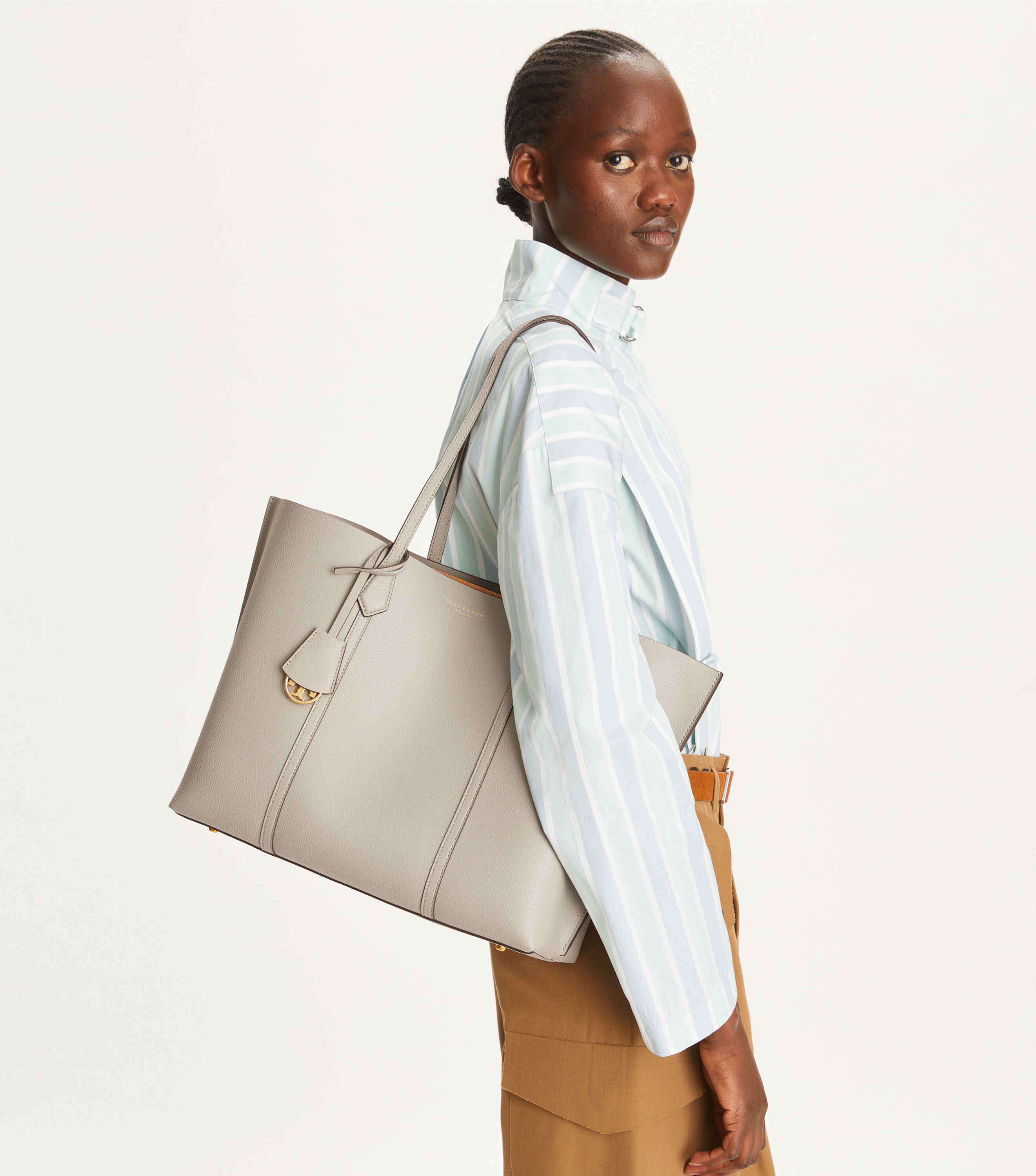 Perry Triple-Compartment Tote, Light Granite | Tory Burch KW