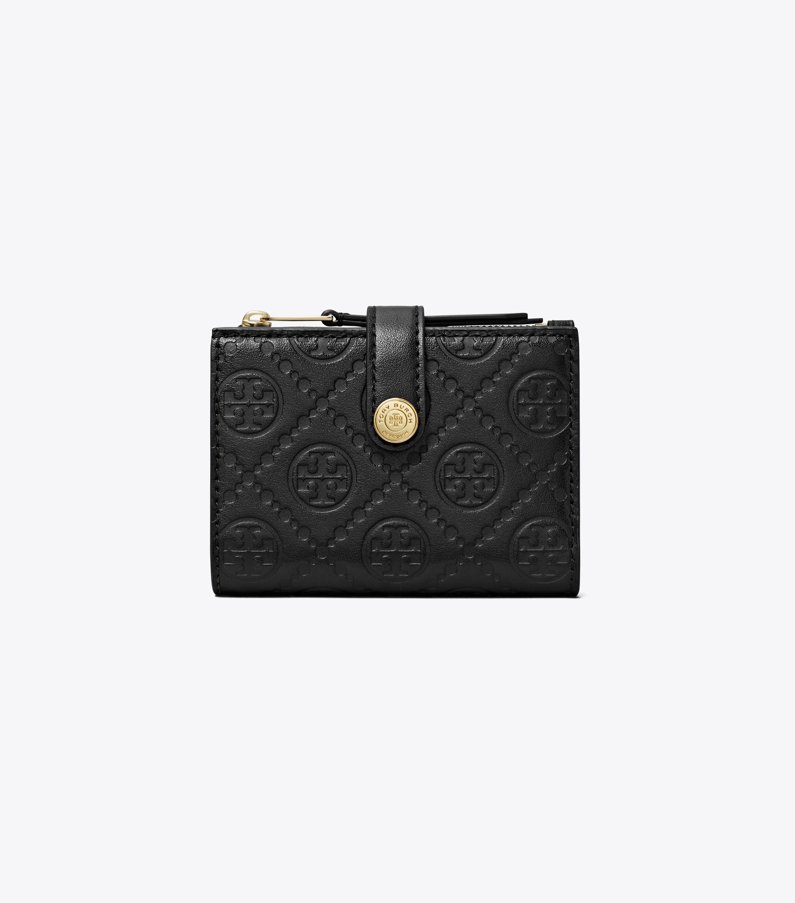 T Monogram Leather Bi-Fold Wallet, Black | Tory Burch KW