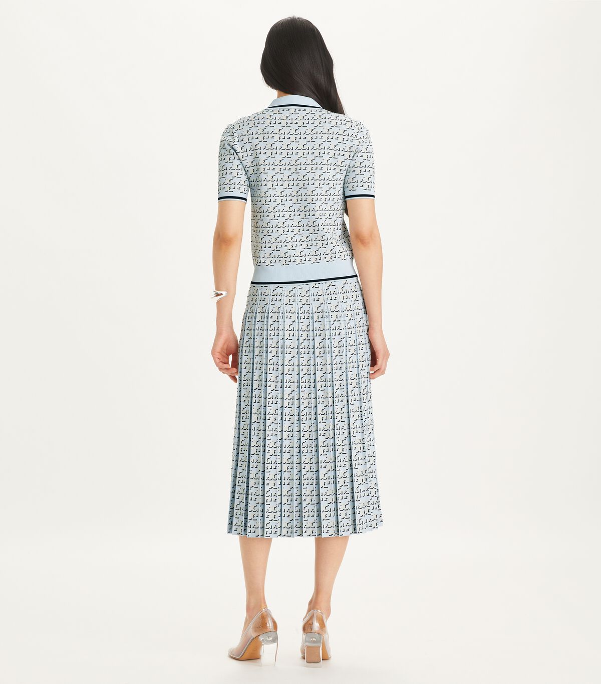 tory burch logo jacquard polo top