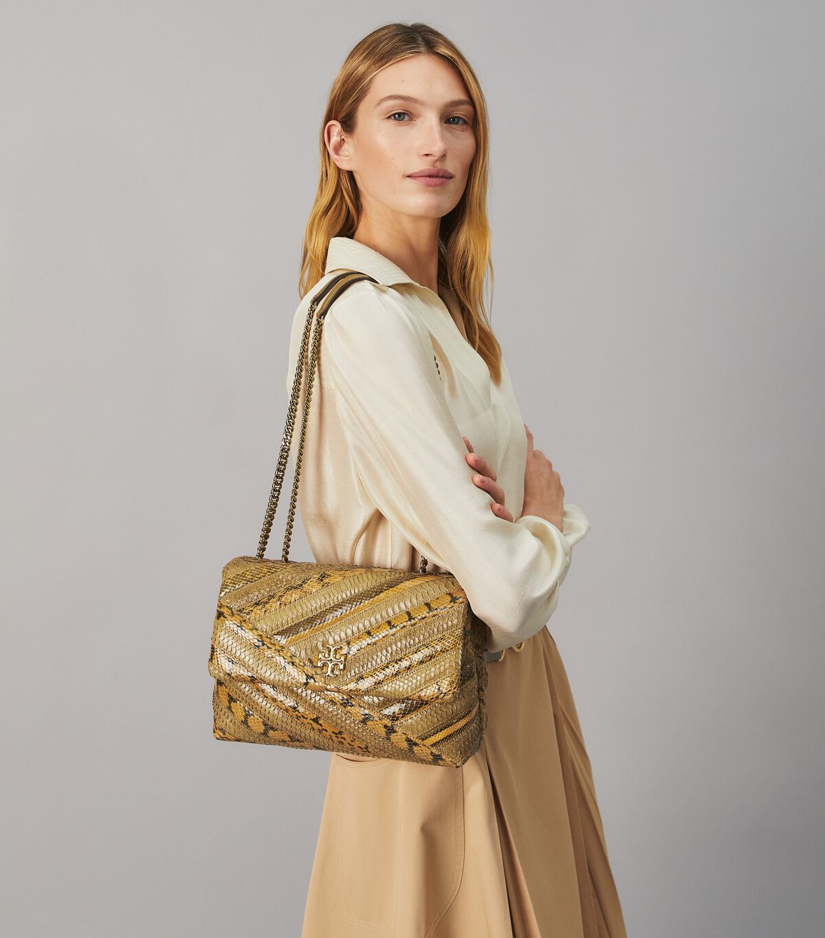 Kira Chevron Exotic Convertible Shoulder Bag Tory Burch KWT