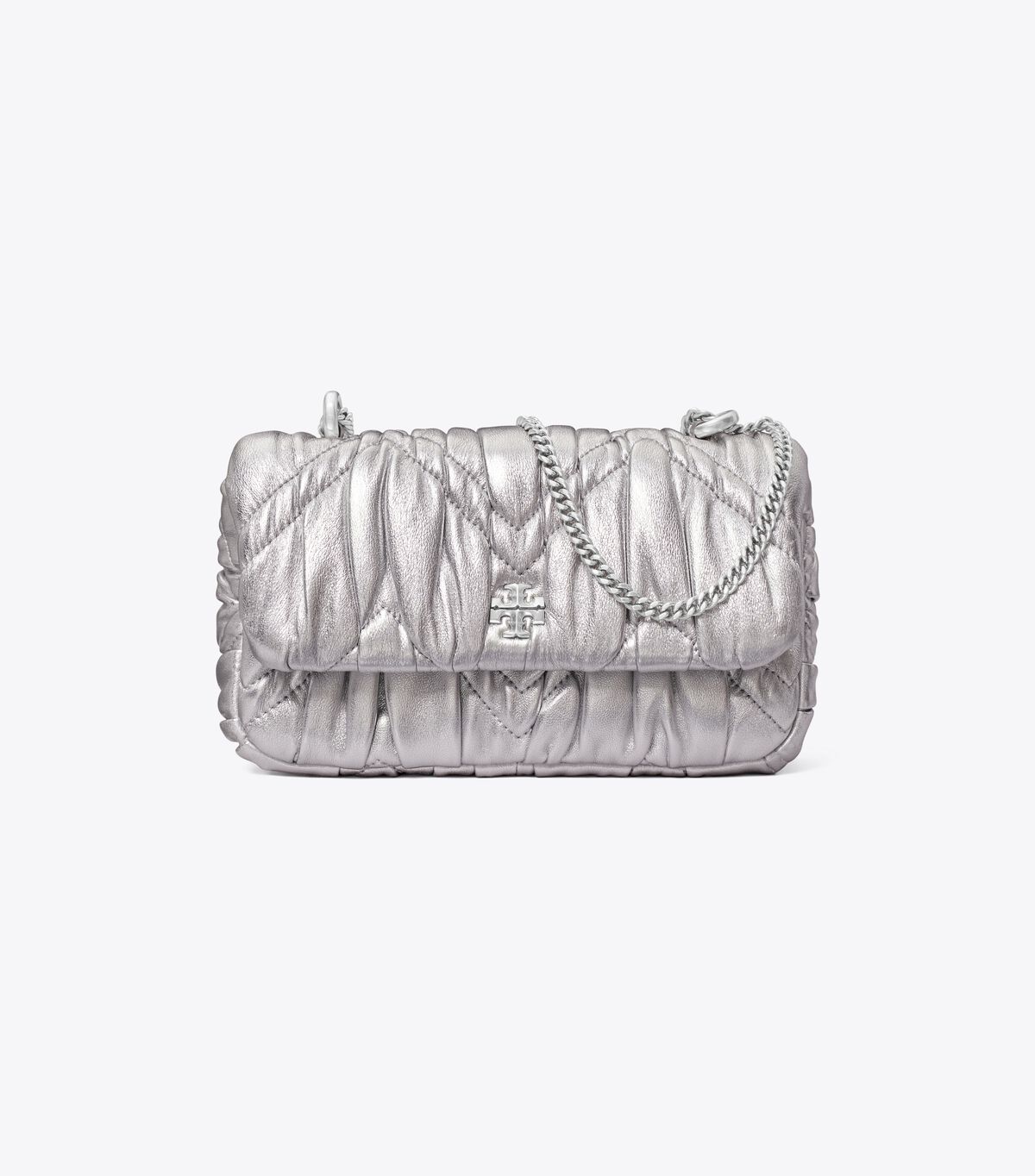 tory burch mini kira metallic diamond ruched flap bag