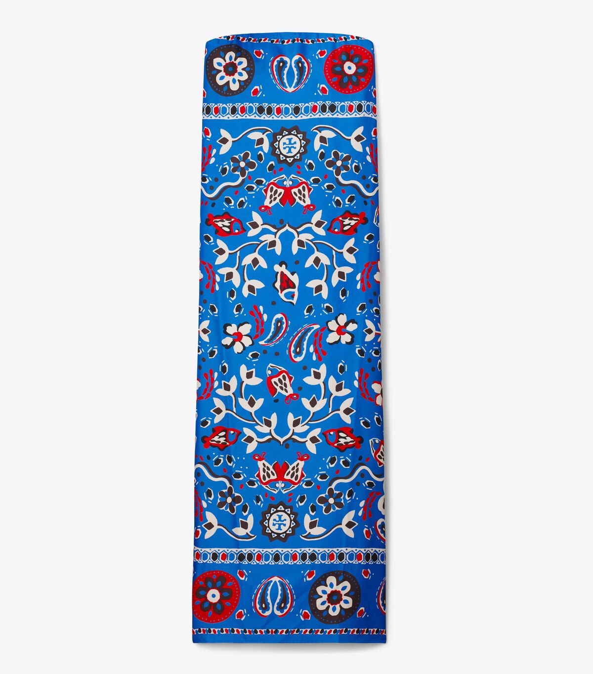 tory burch printed silk strapless dress