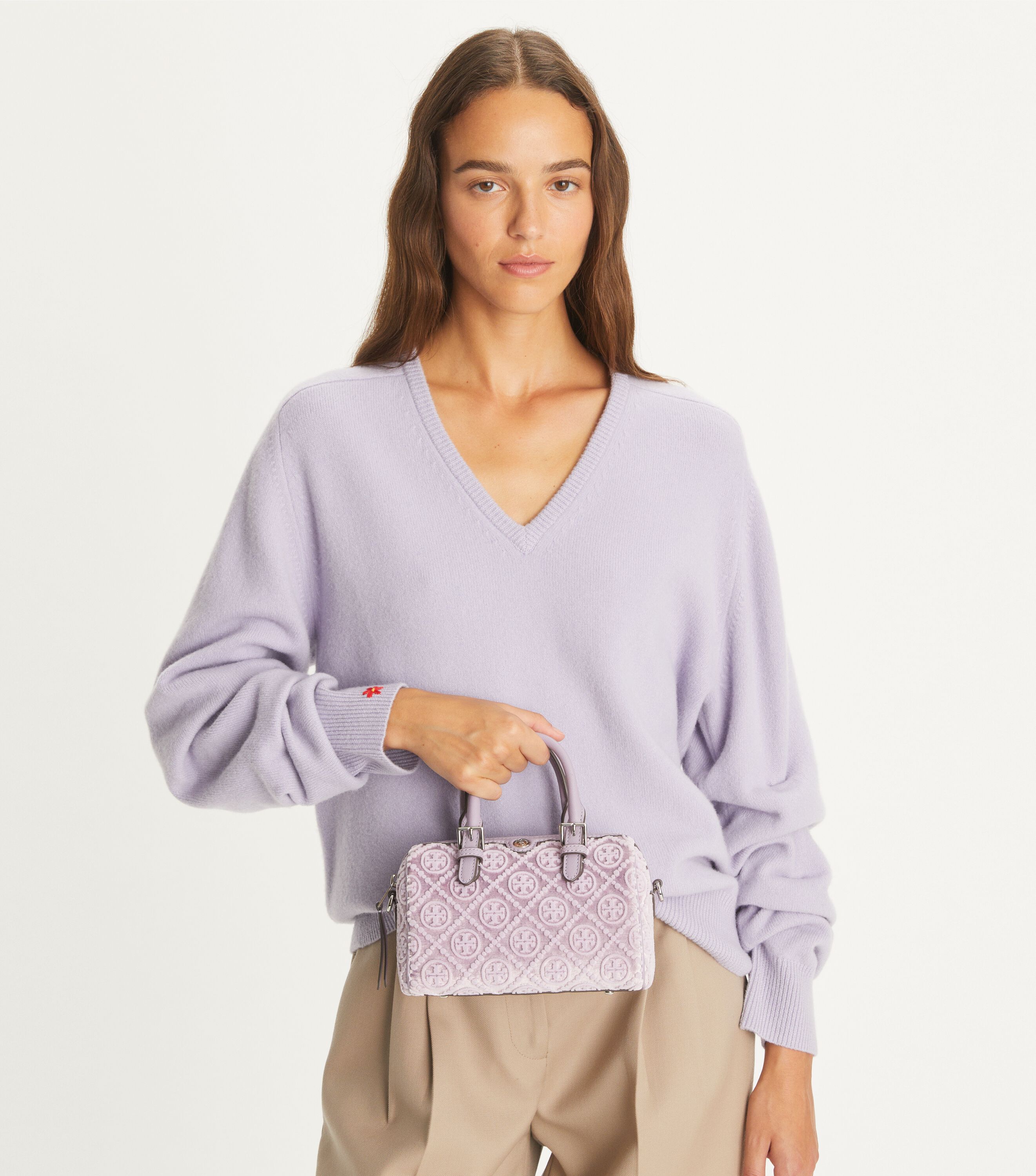 T Monogram Fil Coupe Petite Barrel Bag, Lilac | Tory Burch KW