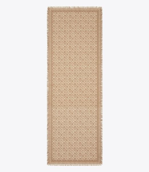tory burch t monogram floral oblong scarf