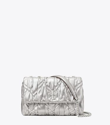 Small Kira Metallic Diamond Ruched Convertible Shoulder Bag