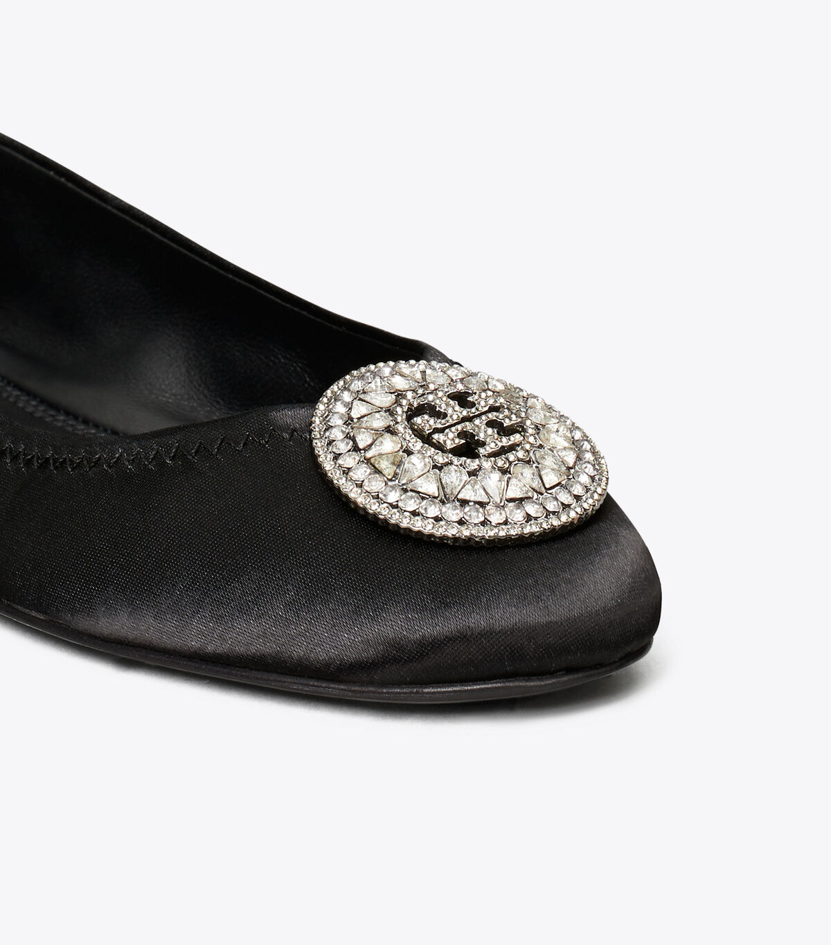 tory burch crystal logo satin ballet flat