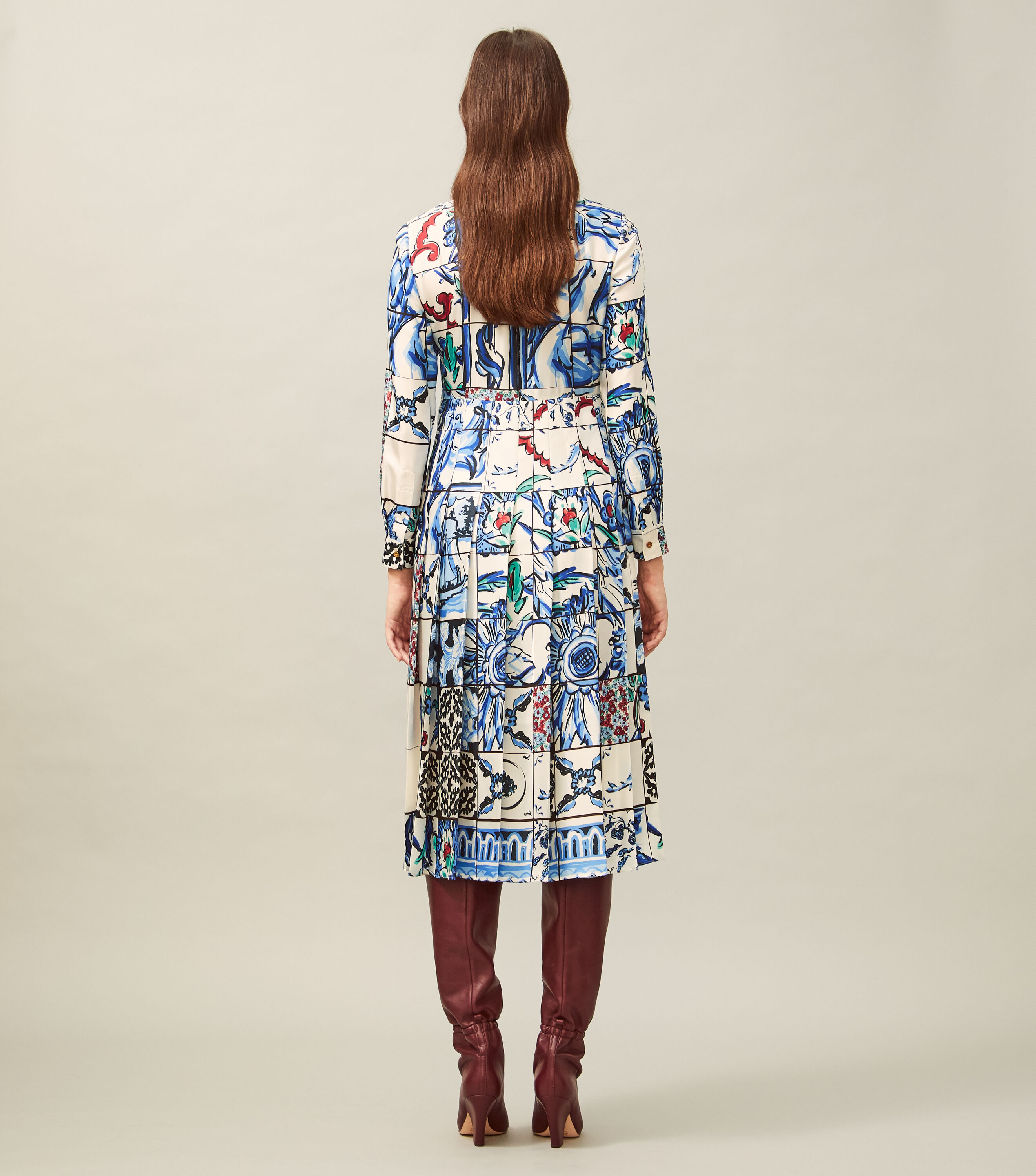 Silk Bow Dress, Tile Mosaic | Tory Burch KW