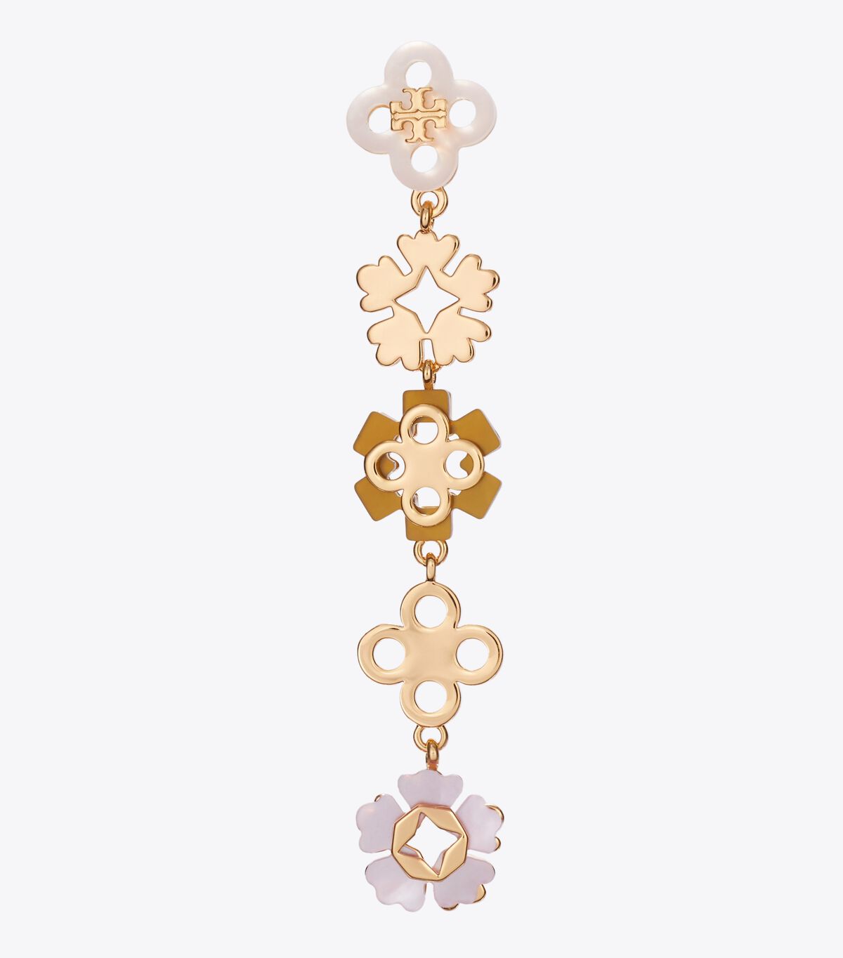 tory burch أقراط خطية بزهرة البرسيم