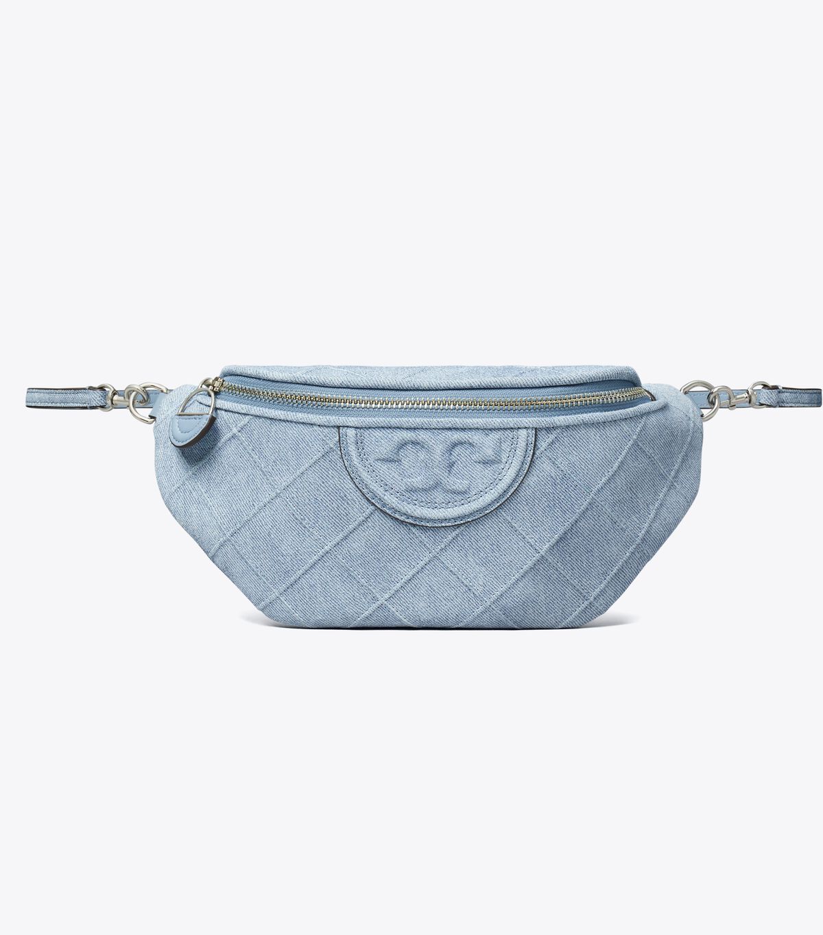 tory burch fleming denim print suede belt bag