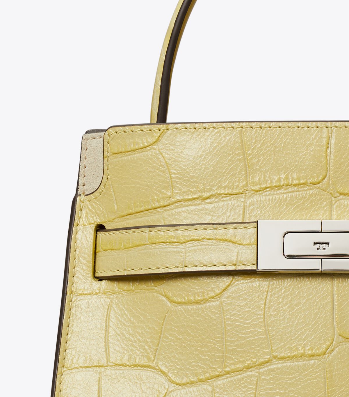 tory burch حقيبة بيتيت لي رادزيويل المزدوجة بنقشة جلد التمساح البارزة