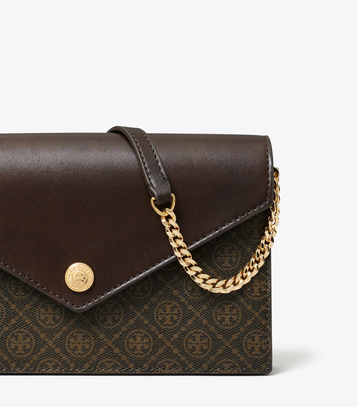 tory burch t monogram coated canvas envelope chain wallet