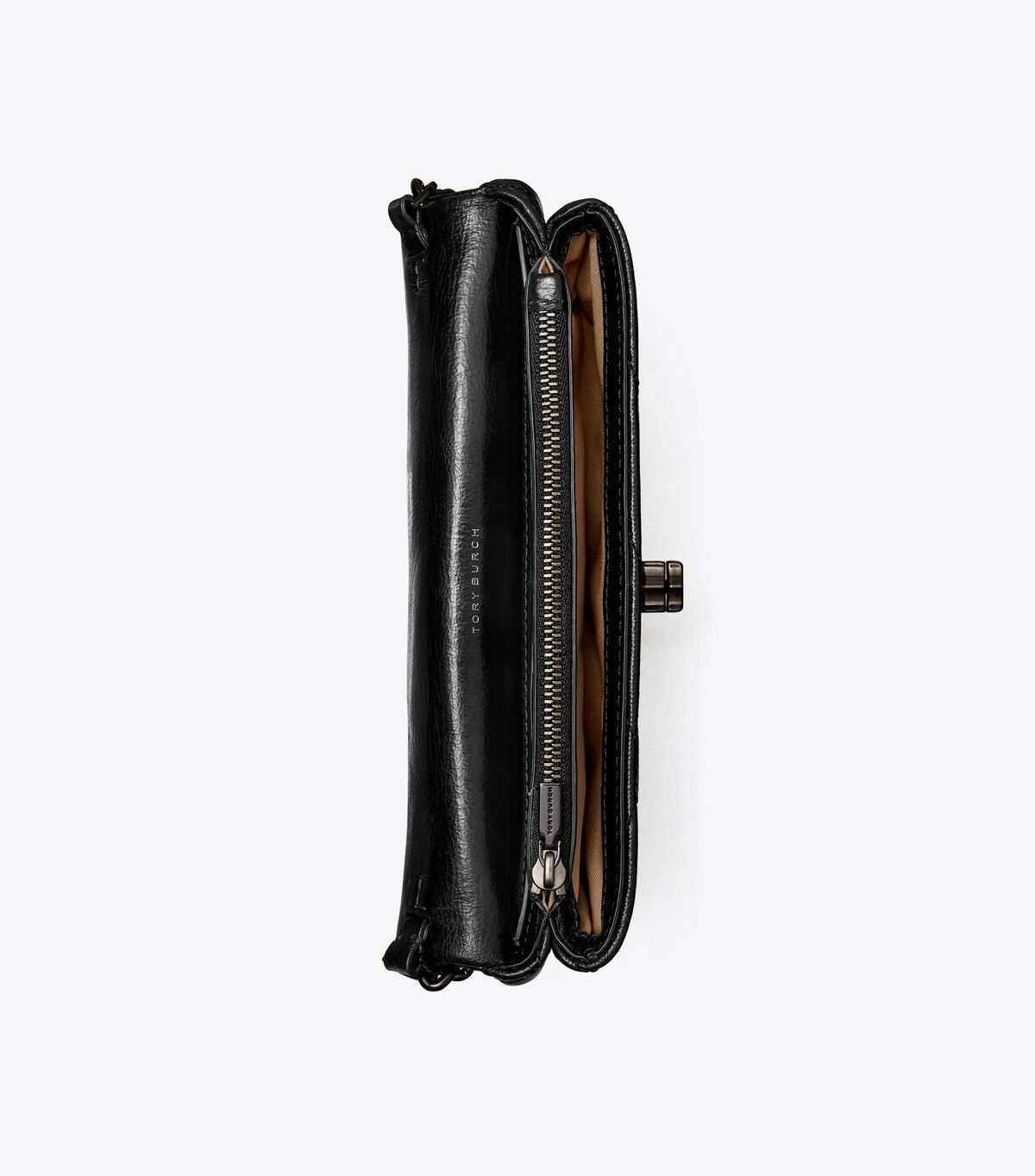 tory burch kira chevron metallic pave logo chain wallet