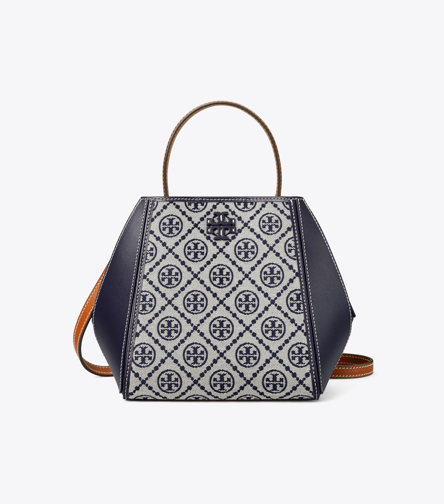 Small T Monogram McGraw Bucket Bag, Tory Navy | Tory Burch KW
