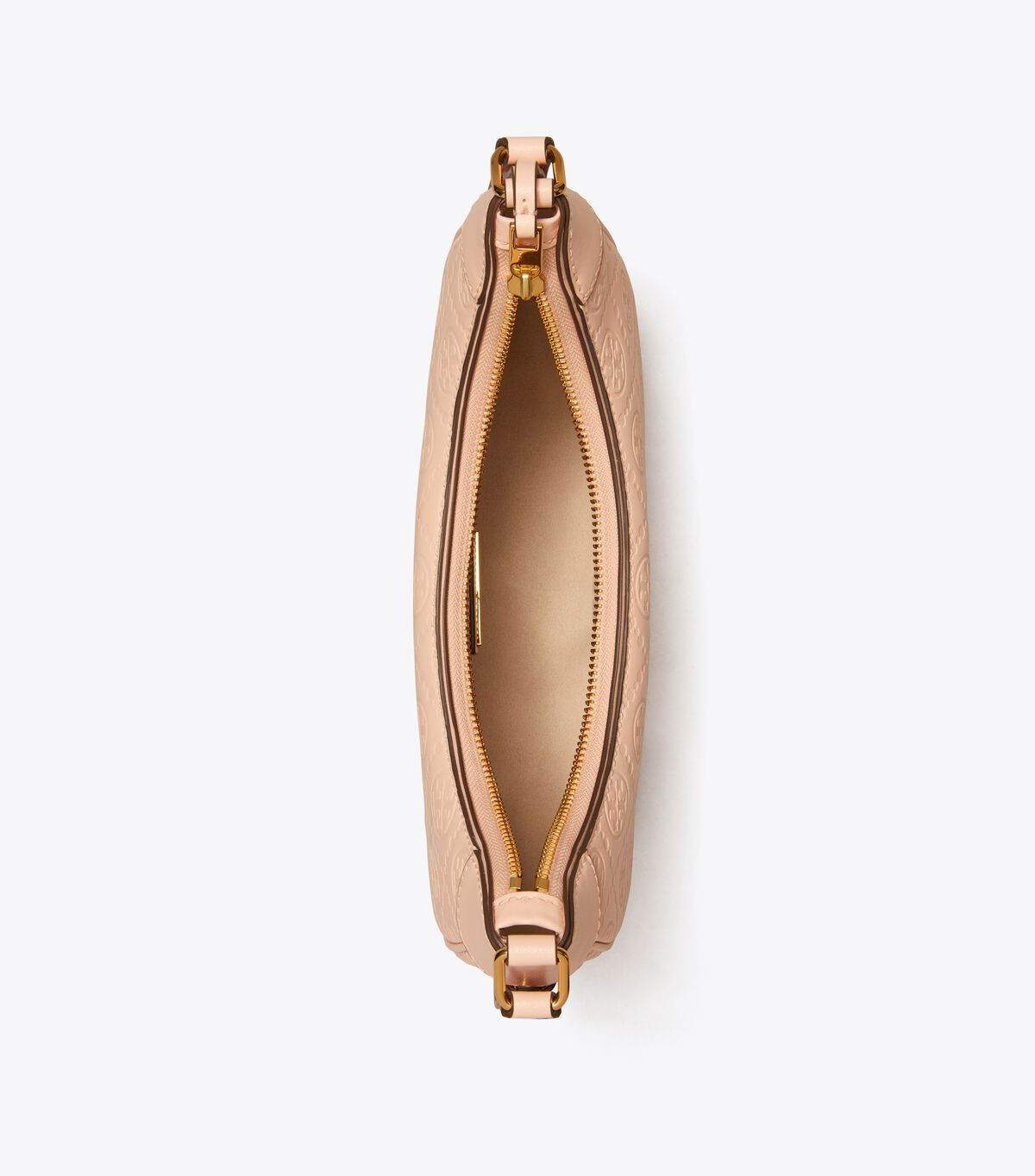 tory burch t monogram leather crescent bag