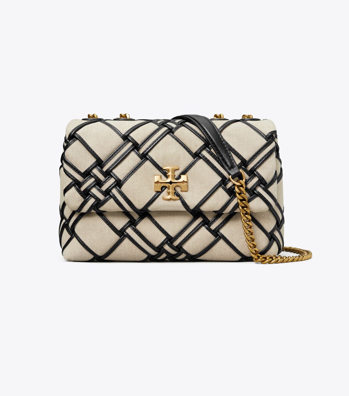tory burch small kira woven canvas convertible shoulder bag