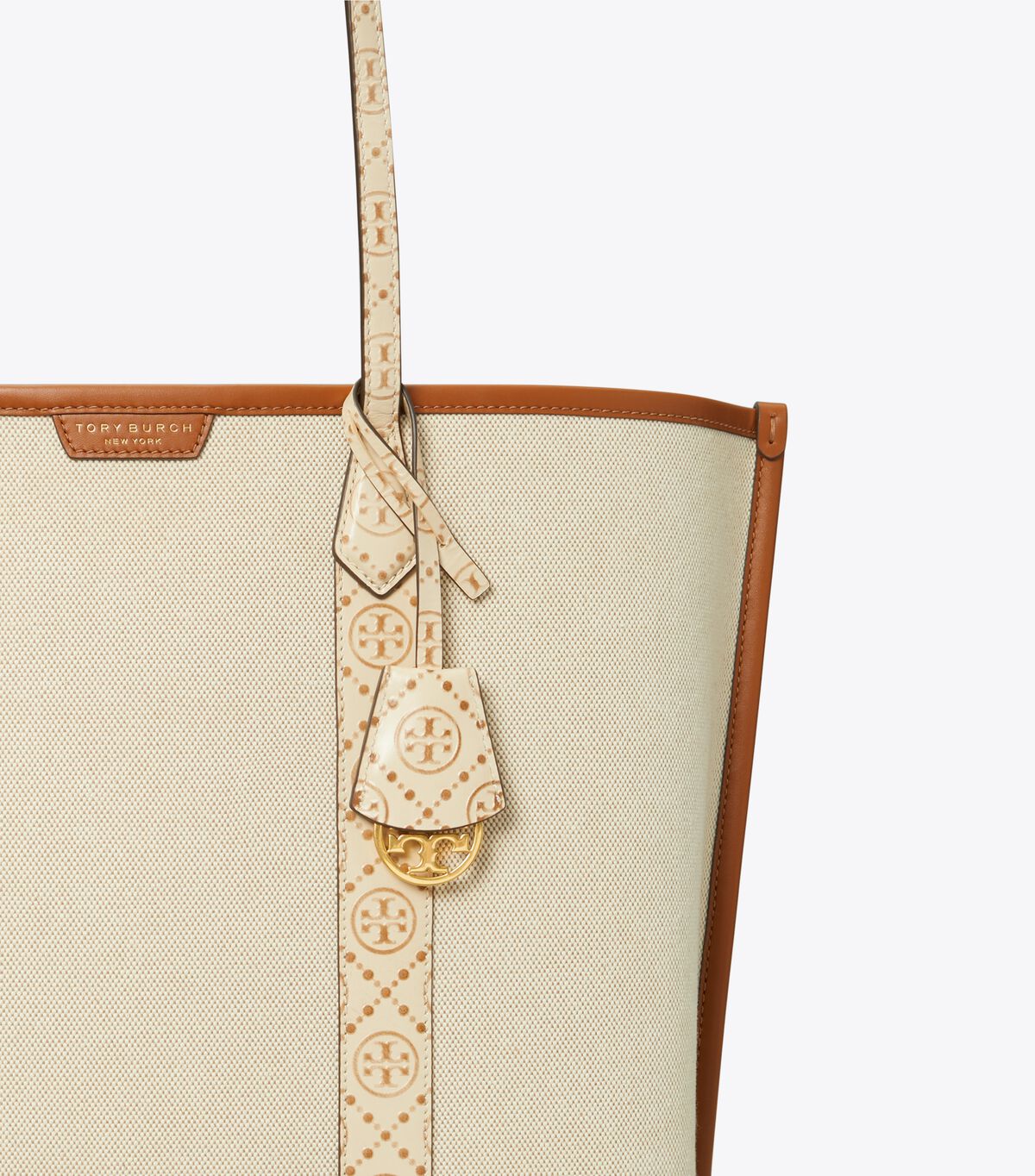 tory burch perry canvas triple compartment tote