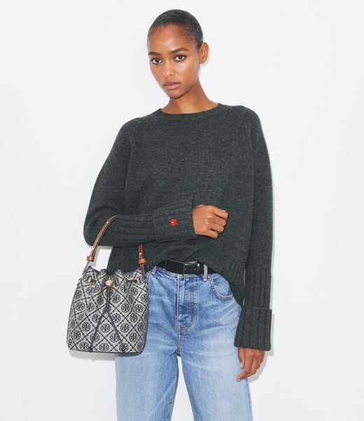 tory burch حقيبة دلو بشعار حرف t