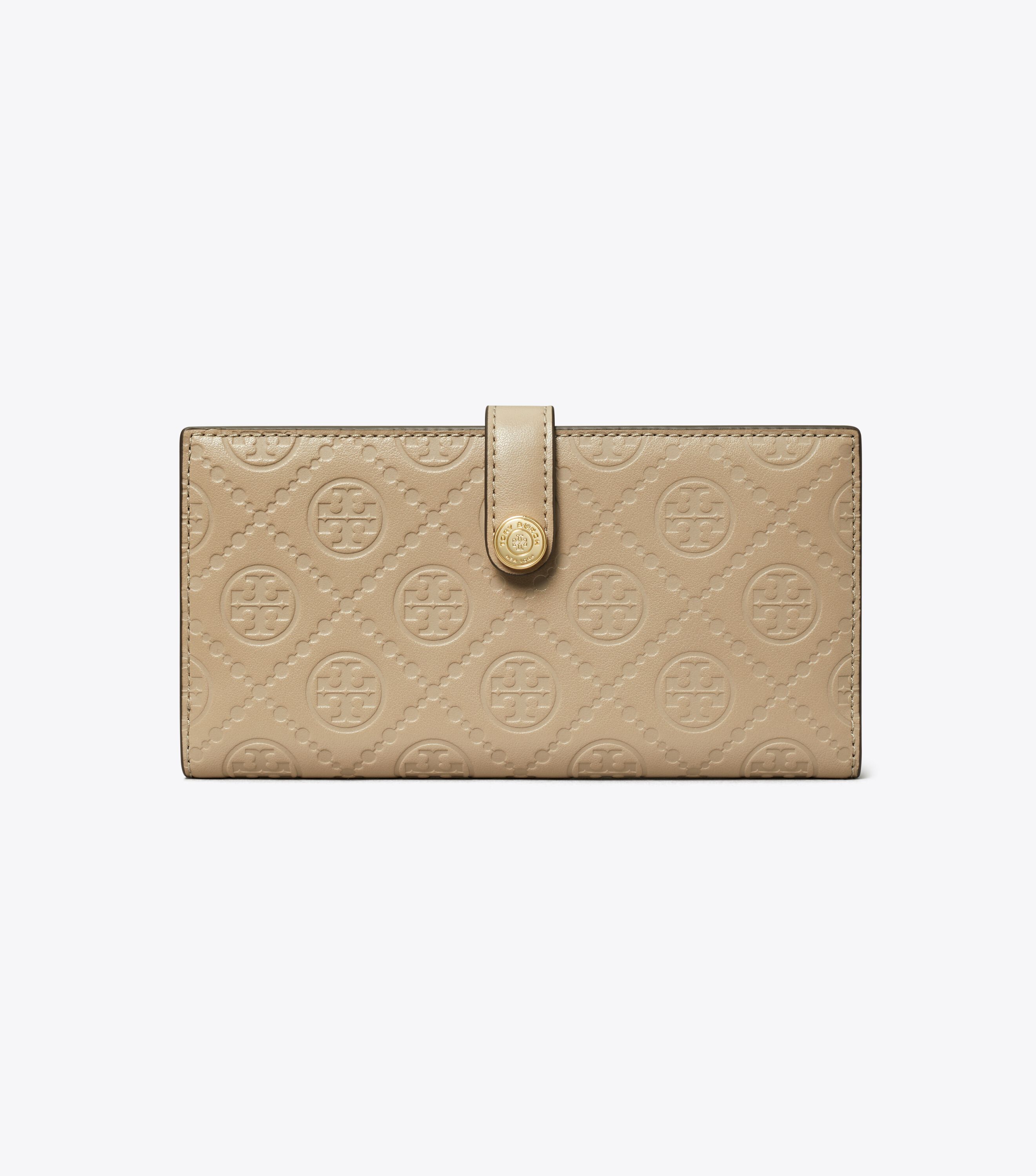 T Monogram Leather Zip Slim Wallet, Fresh Clay | Tory Burch KW