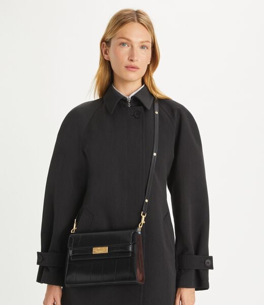 tory burch lee radziwill croc embossed shoulder bag