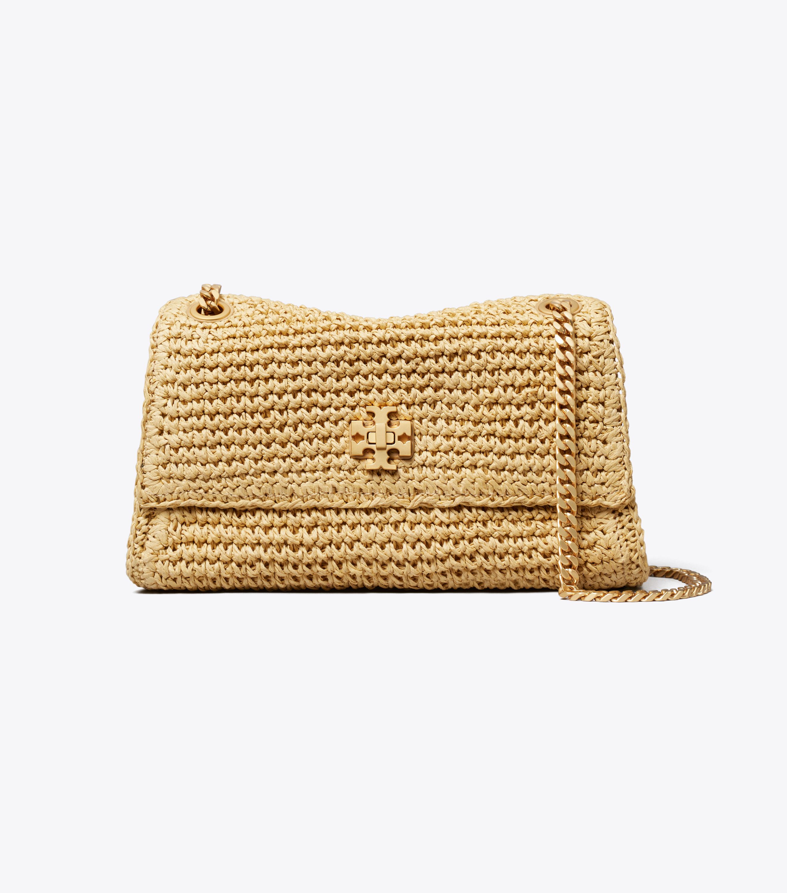 Mini Kira Turnlock Woven Shoulder Bag, Natural | Tory Burch KW