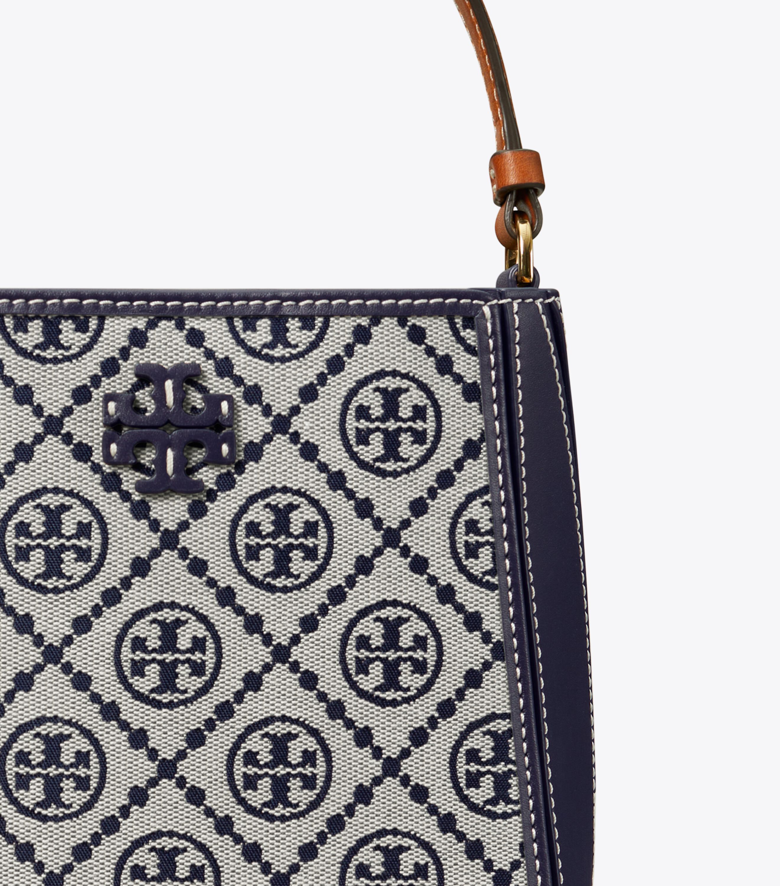 Small T Monogram McGraw Bucket Bag, Tory Navy | Tory Burch KW