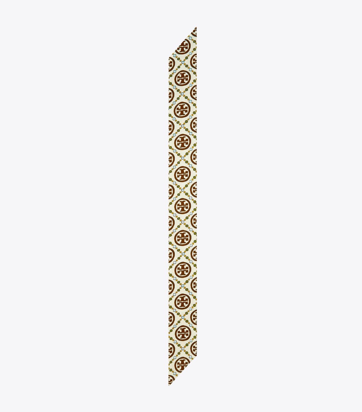 tory burch t monogram double sided silk ribbon tie
