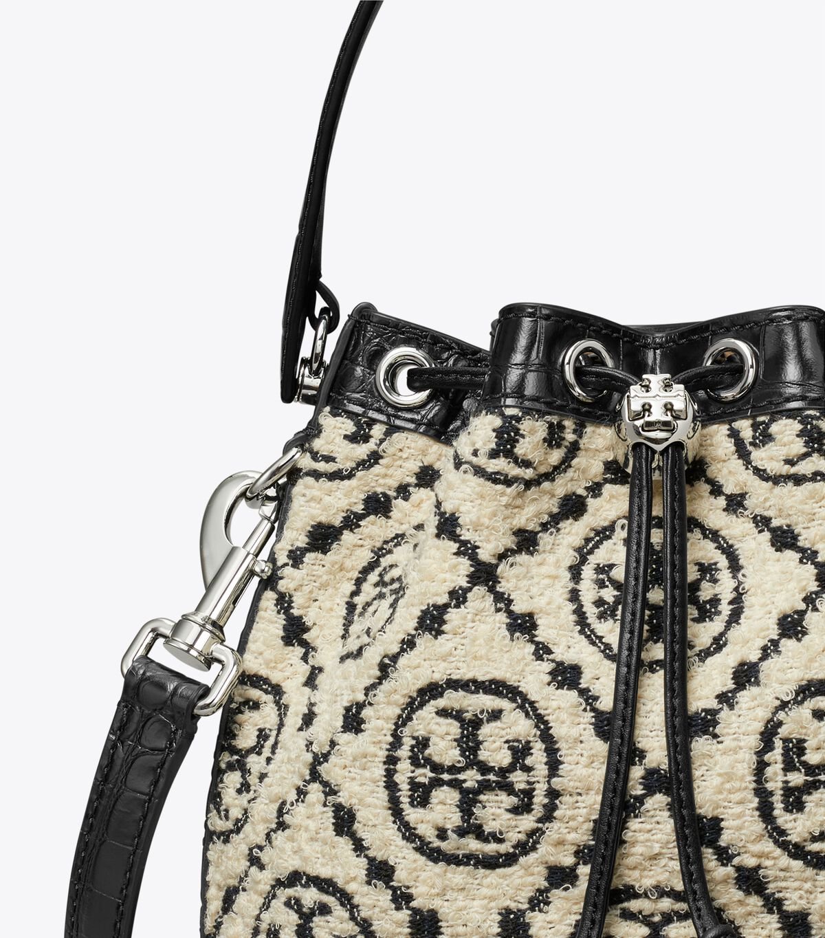 tory burch t monogram boucl bucket bag